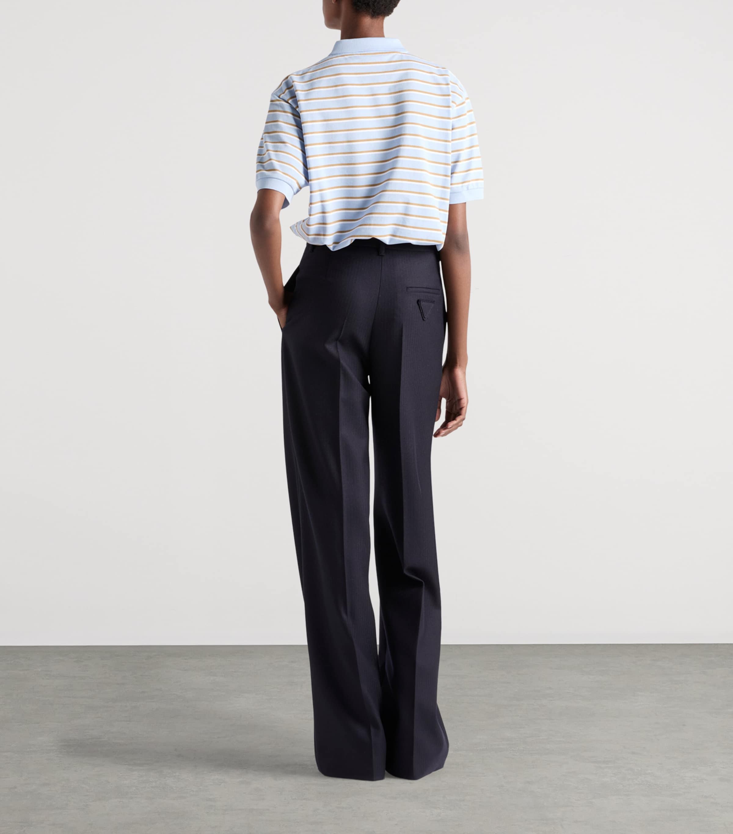 Stripe Cropped Polo Shirt F0KO4 Image 5