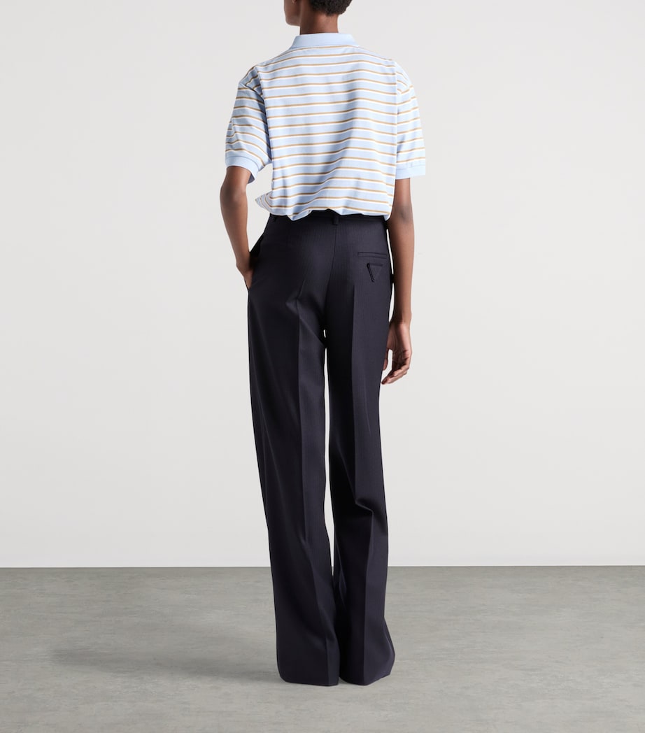 Stripe Cropped Polo Shirt F0KO4 Image 5