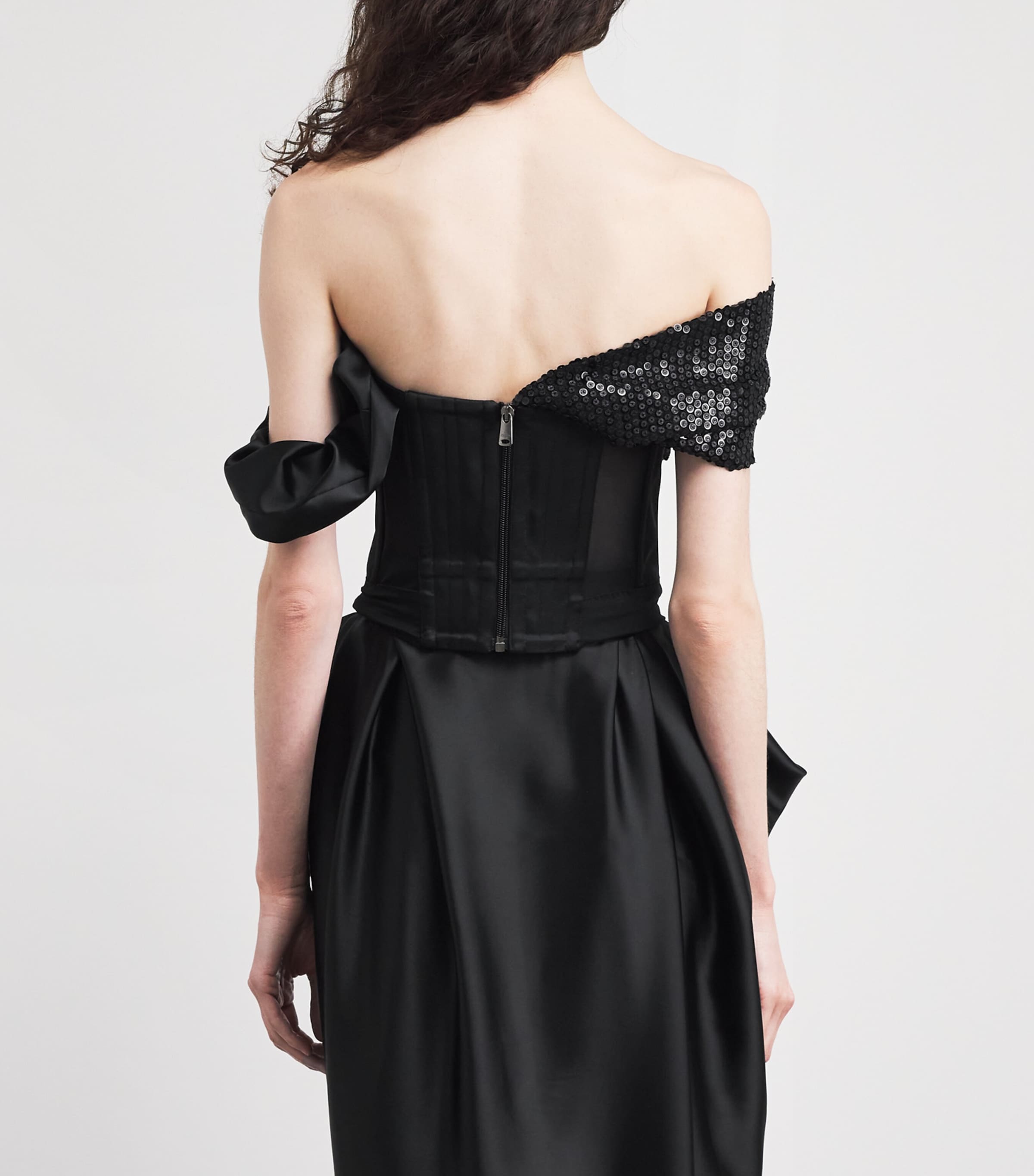 Vivienne Westwood Womens Sequin Bow Corset Top Black Image 5