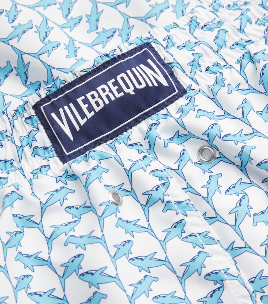 Cotton Shark Print Swim Shorts 010-WHITE Image 5
