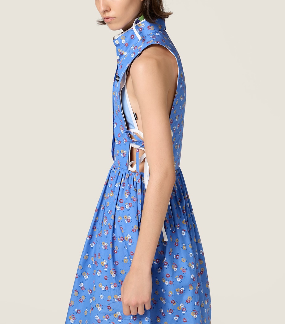 Miu Miu Womens Cotton Poplin Floral Mini Dress Light Blue Image 5