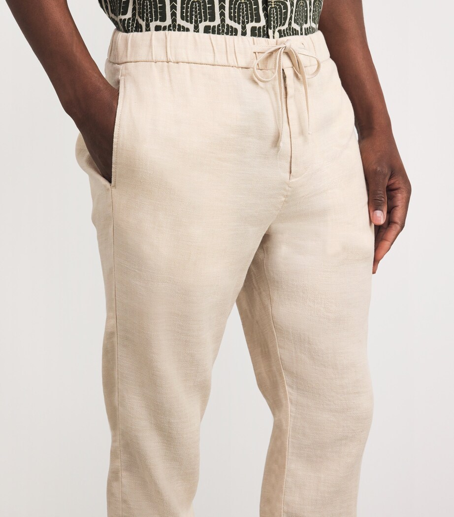 Frescobol Carioca Mens Linen-Cotton Oscar Slim Trousers Sand Image 6