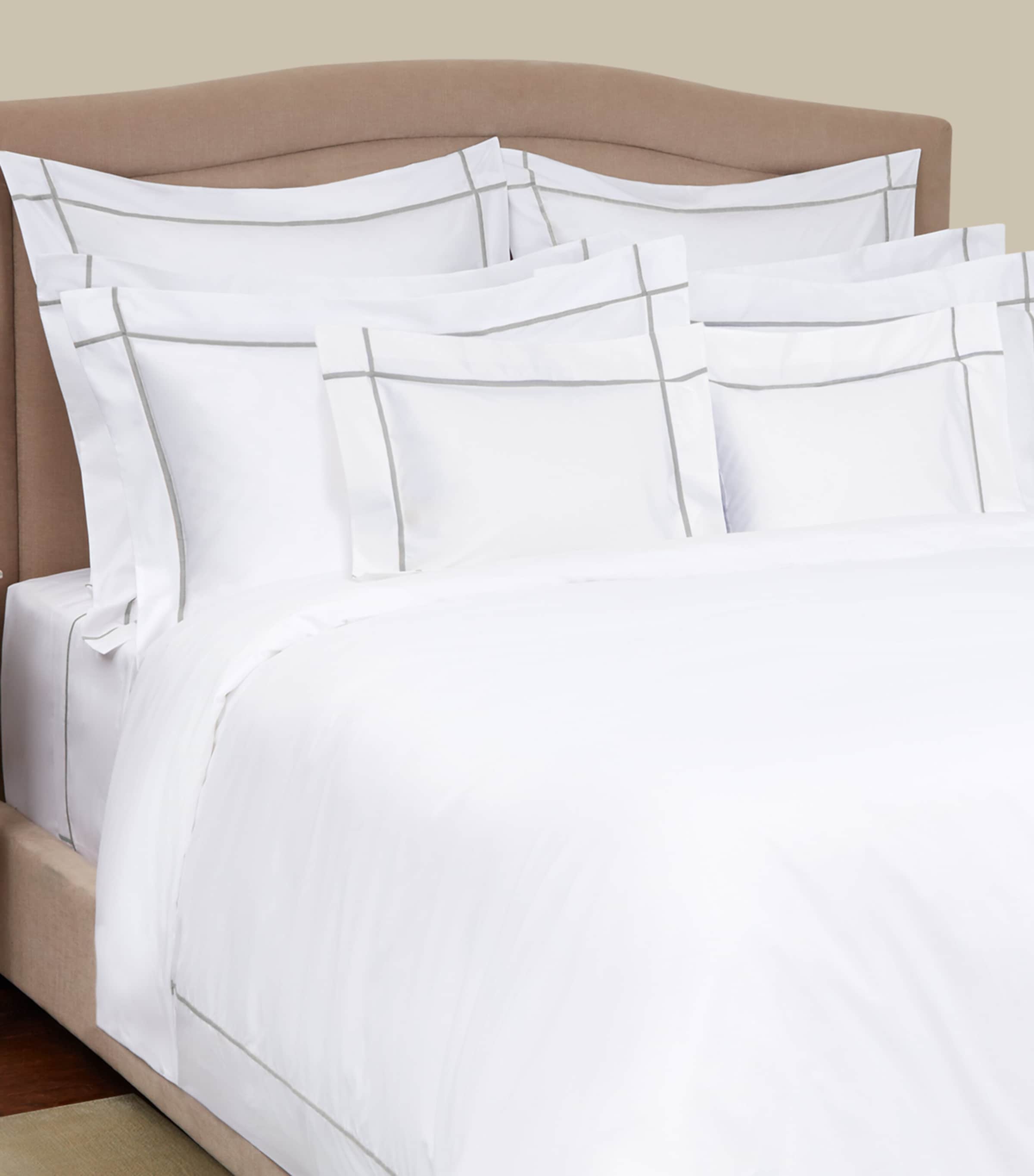 Yves Delorme Athena Platine Boudoir Pillowcase (30cm x 40cm) | Bedding | Bed Linens & Sets | Pillow Cases | Designers | Yves Delorme