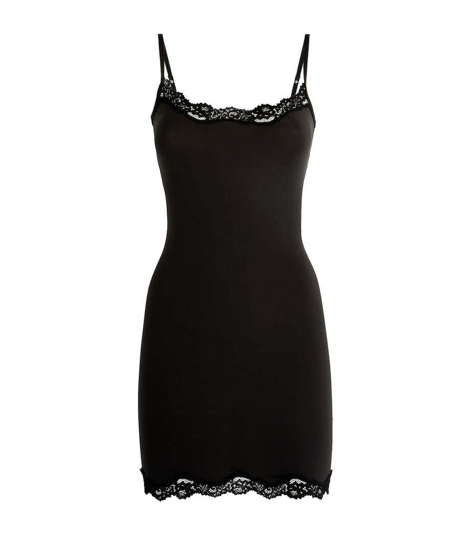 Skims Black Fits Everybody Lace-Trim Slip Dress | Harrods US Skims Black Fits Everybody Lace-Trim Slip Dress | Harrods US