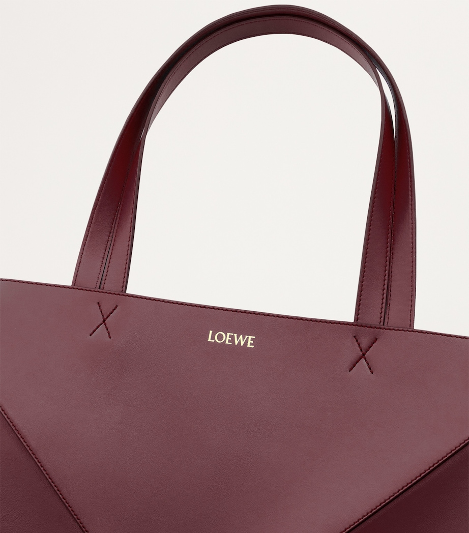 LOEWE Mens XL Leather Puzzle Fold Tote Bag Dark Burgundy Image 9