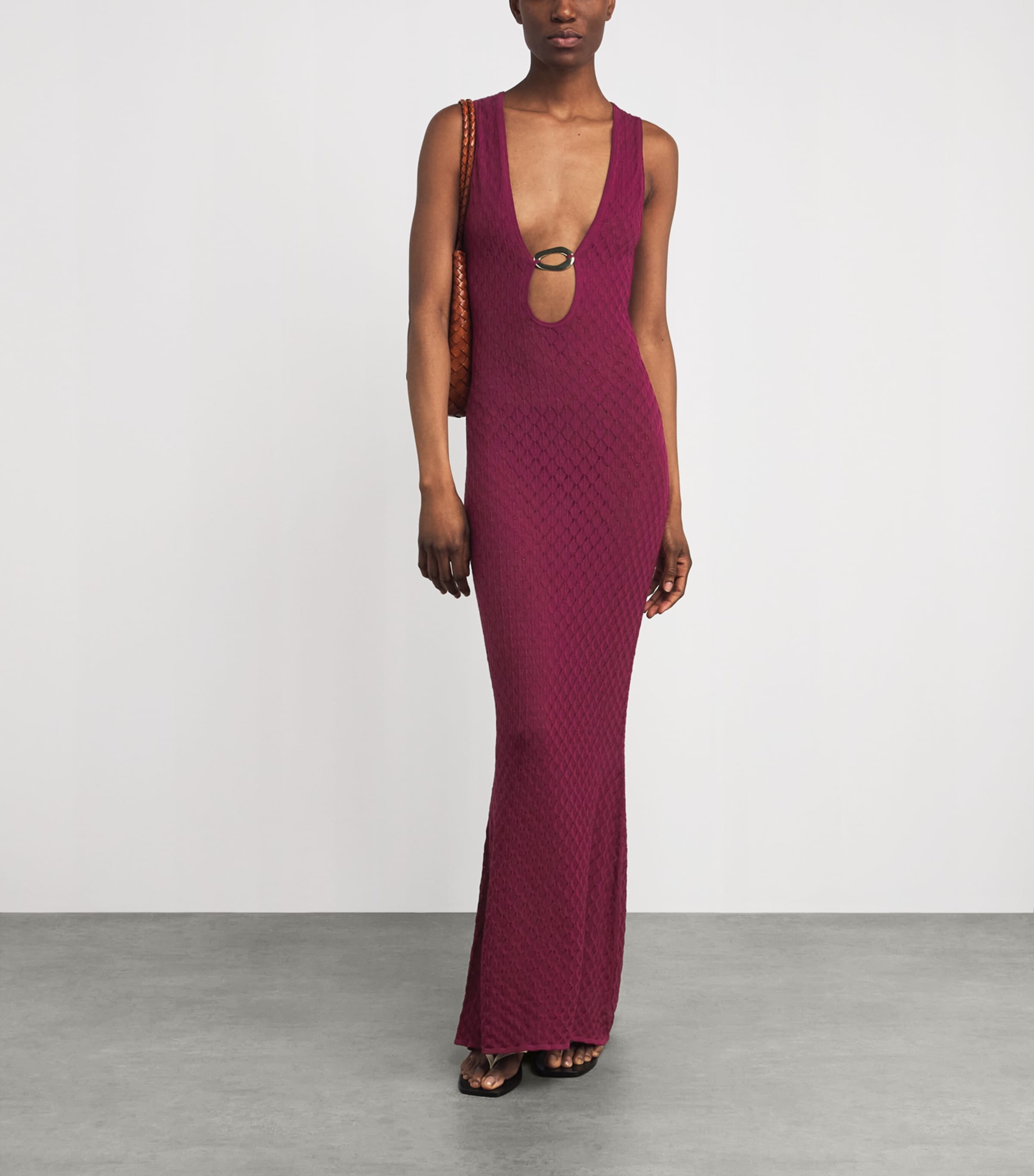 AWAY THAT DAY Womens Crochet Dominica Maxi Dress Cassis Image 2