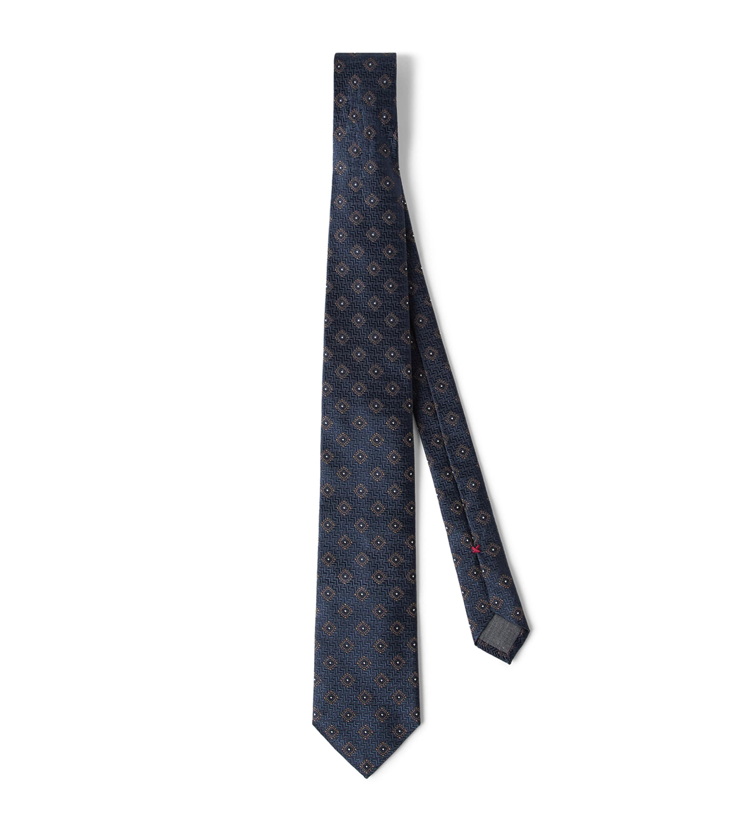 Brunello Cucinelli Silk Geometric Jacquard Tie | Men Accessories | Ties | Neckties | Silk Ties | Designers | Brunello Cucinelli | Partywear | Mens | Accessories