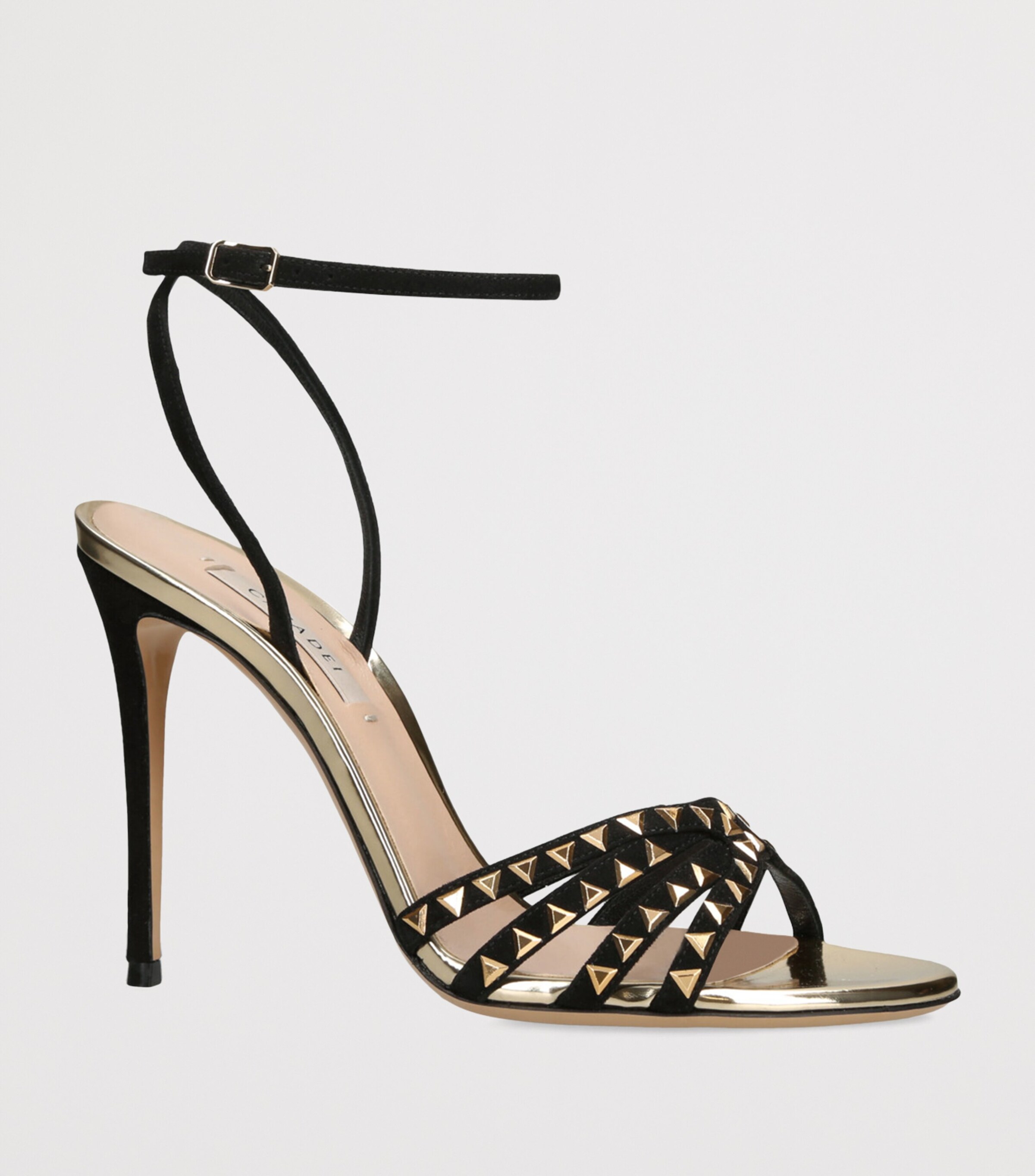 Casadei Suede Julia Divine Heeled Sandals 100 Gold Comb Image 3