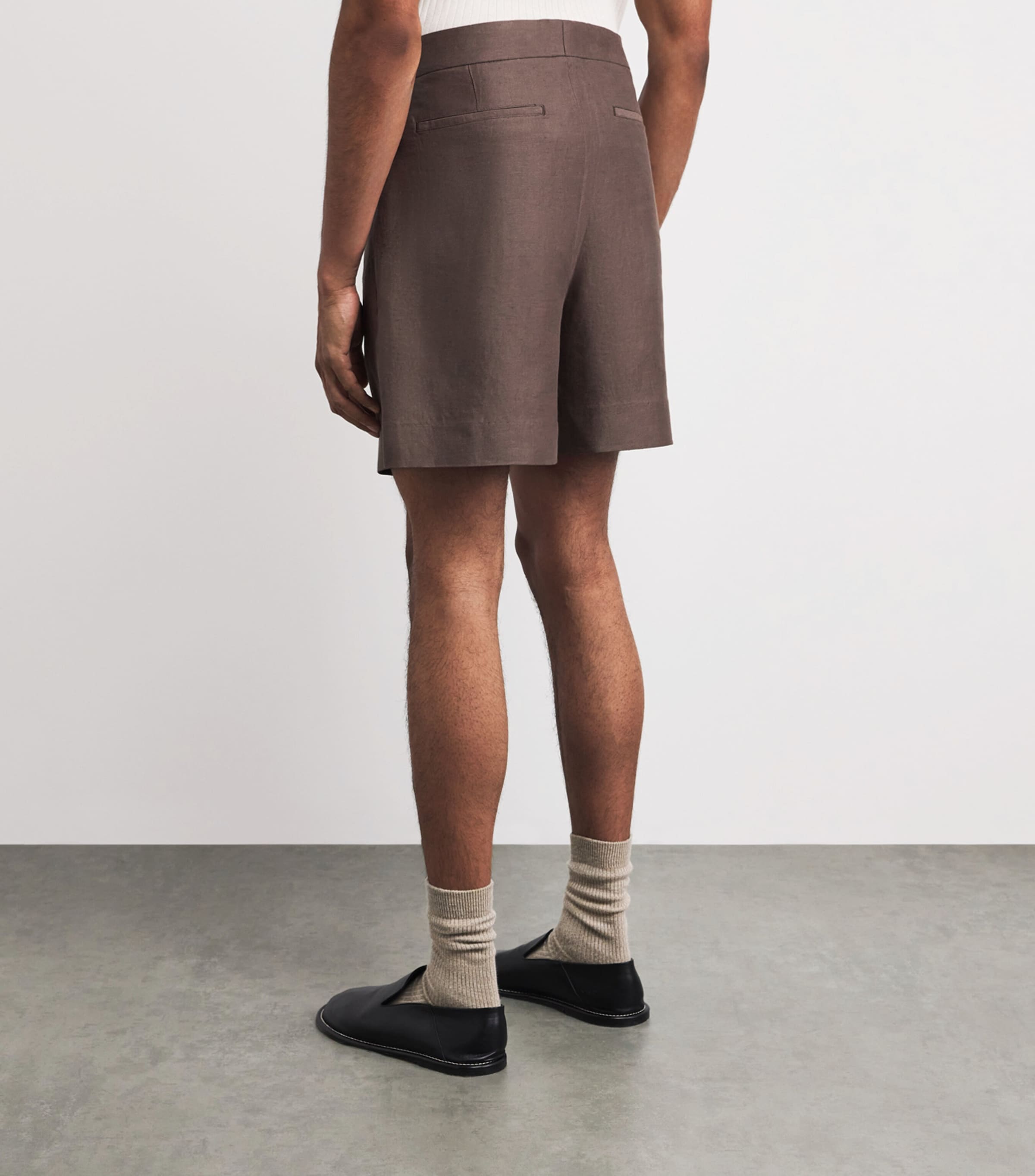 GOD'S TRUE CASHMERE Mens Linen Cocoa Shorts Orange Sunstone Image 5