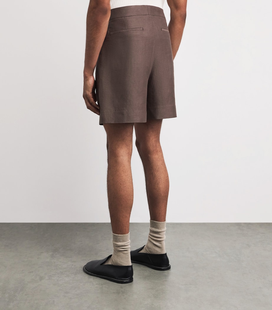 GOD'S TRUE CASHMERE Mens Linen Cocoa Shorts Orange Sunstone Image 5