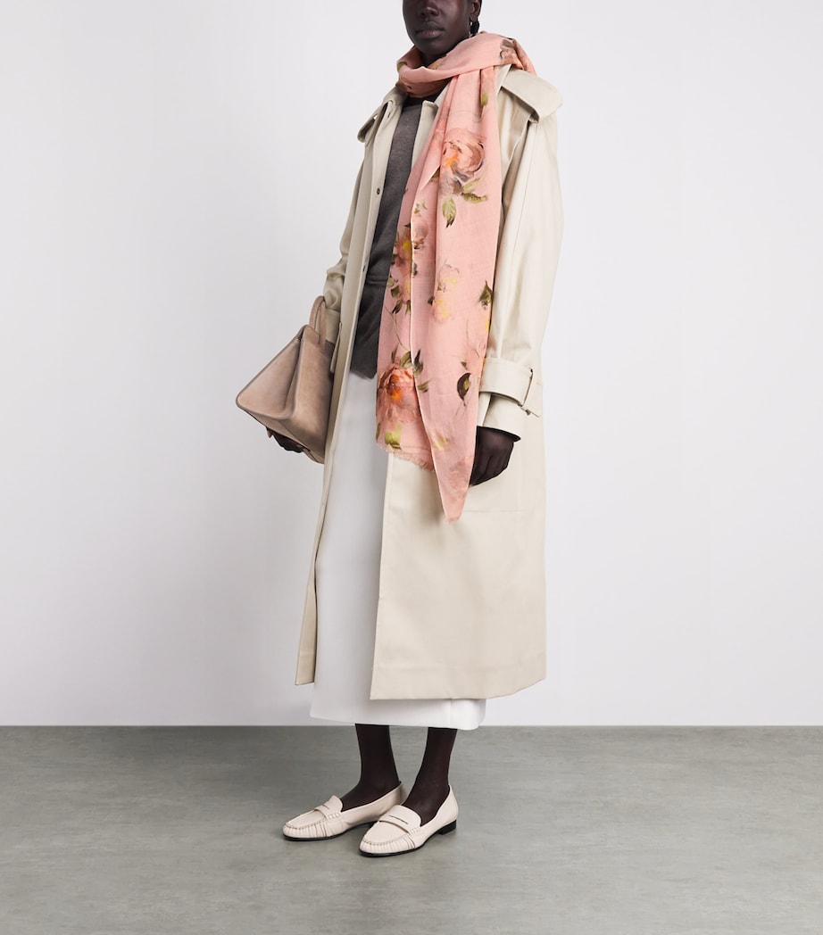 Harrods Wool Midnight Rose Scarf Pink Image 2
