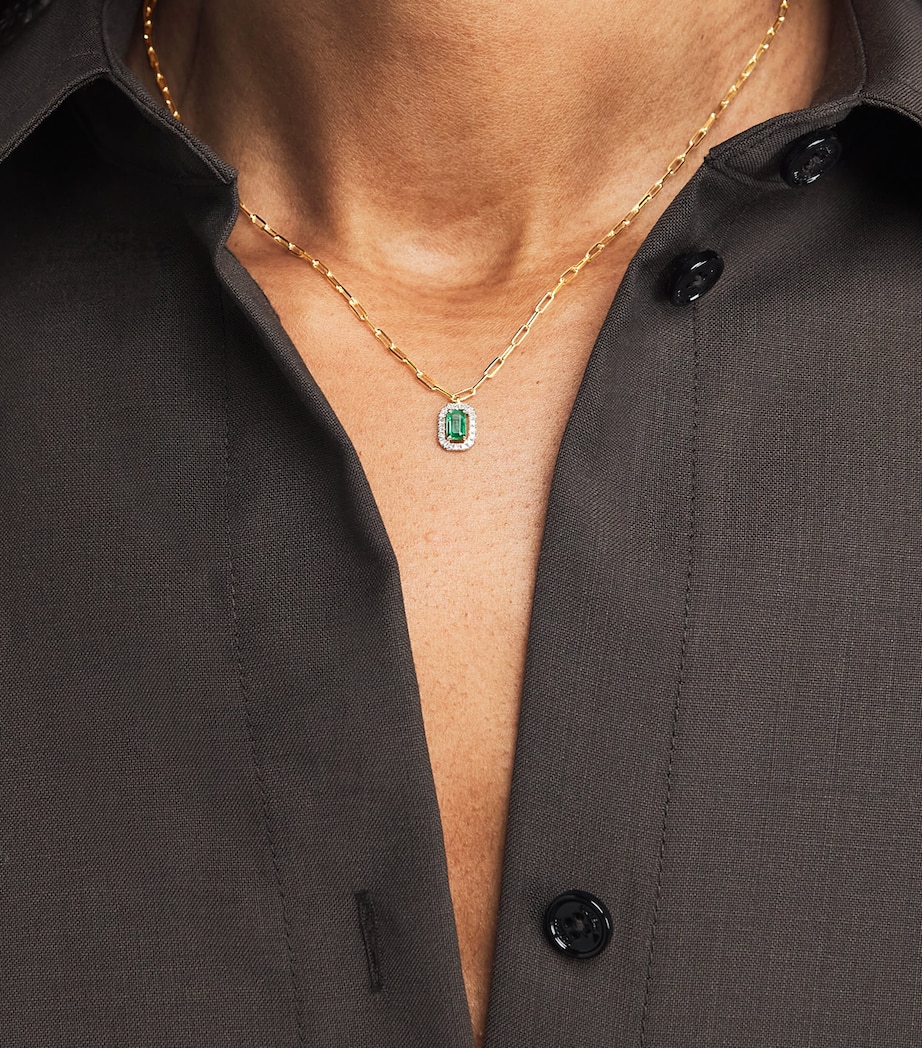 Yellow Gold, Diamond and Emerald Mini Me Necklace YELLOW GOLD Image 2