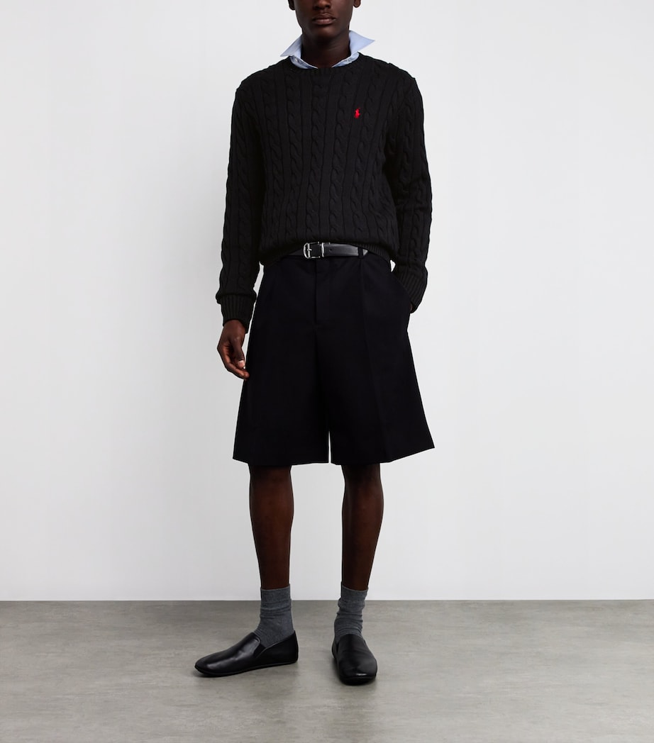 Polo Ralph Lauren Mens Cotton Cable-Knit Sweater Black Image 2