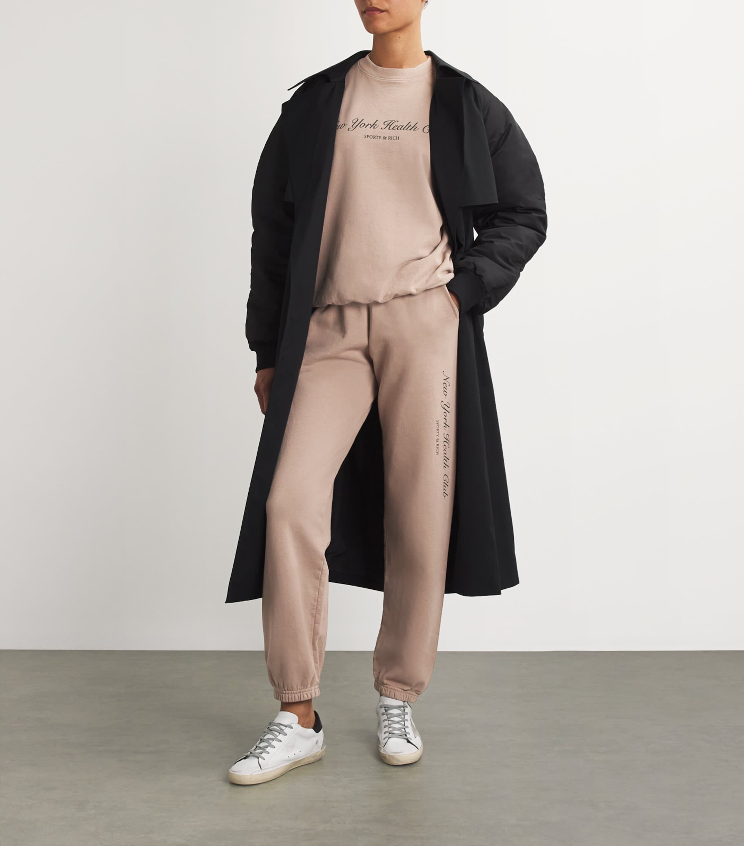 Sporty & Rich Womens Health Club Sweatshirt Mink Black Image 2