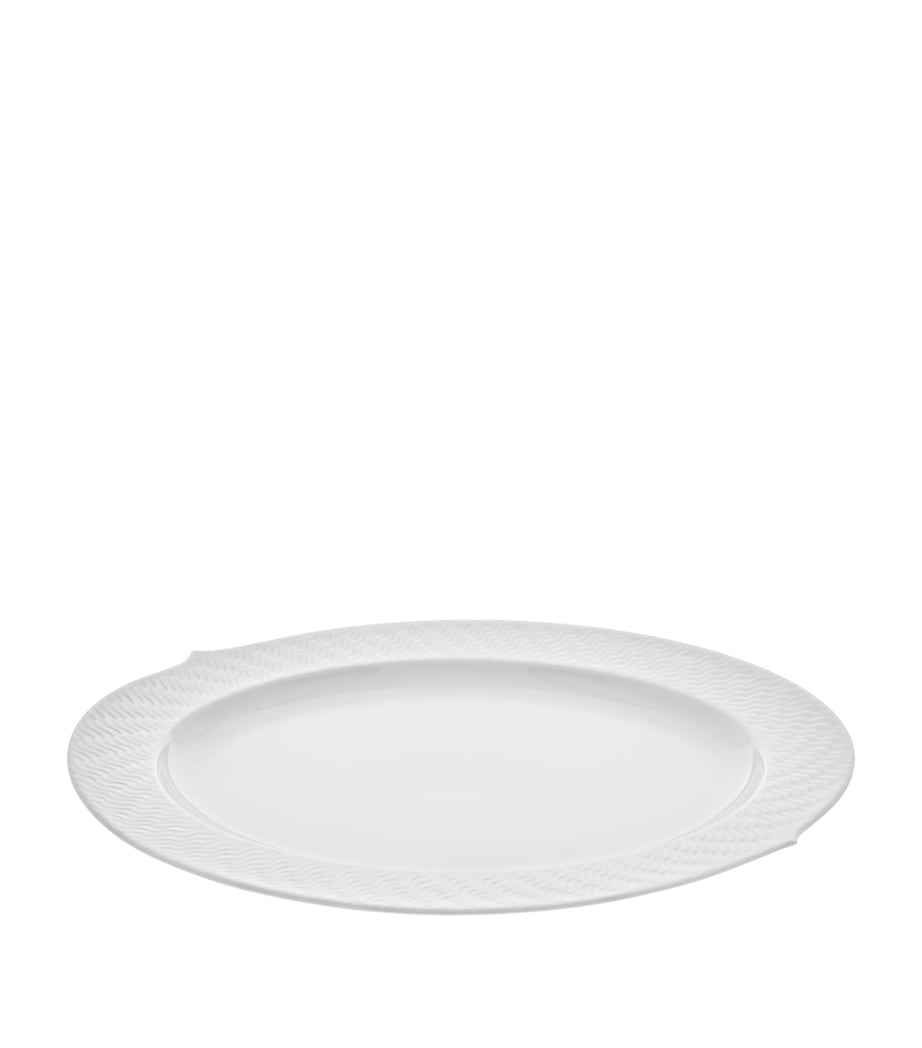 Porcelain Waves Relief Oval Serving Platter (39cm) WHITE Image 4