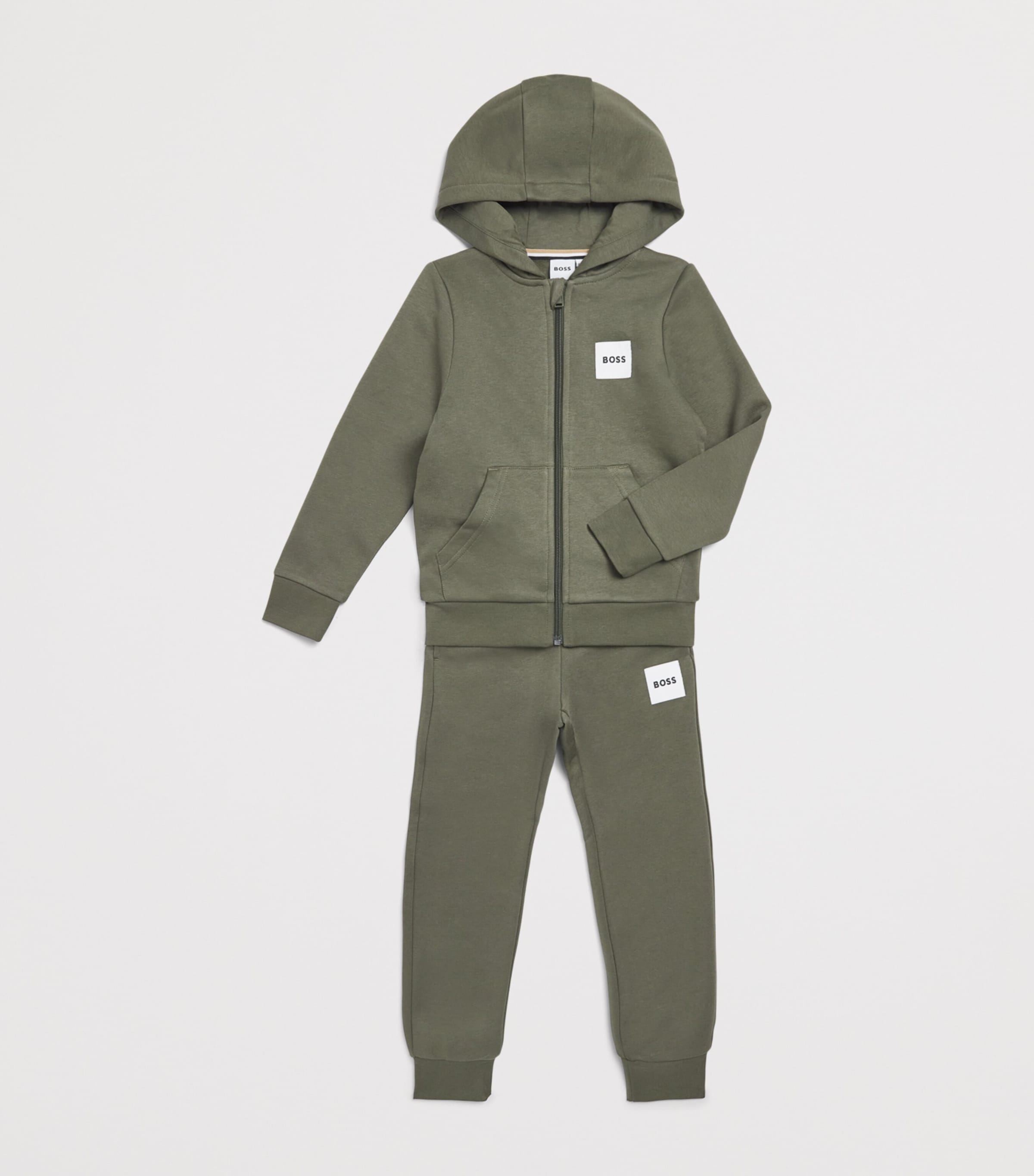 BOSS Kidswear Cotton-Blend Hoodie and Sweatpants Set (4-16 Years) Olive Night Image 3