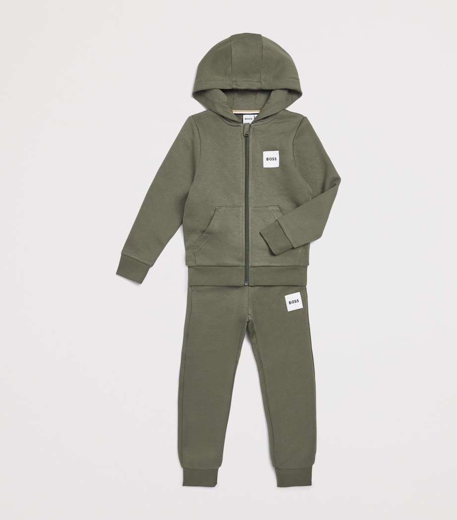 BOSS Kidswear Cotton-Blend Hoodie and Sweatpants Set (4-16 Years) Olive Night Image 3