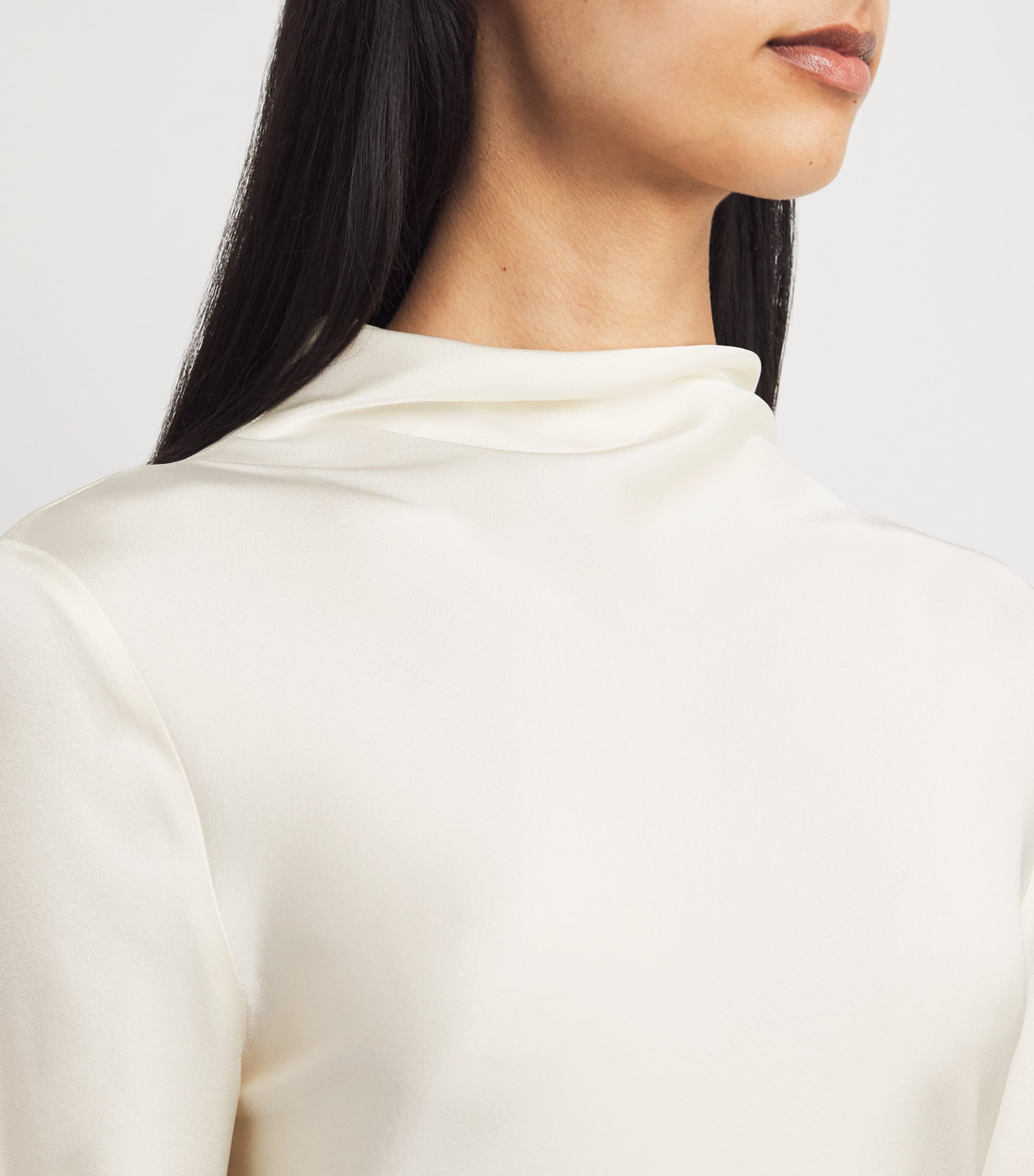 Satin Draped Midi Dress 102 CREAM Image 4