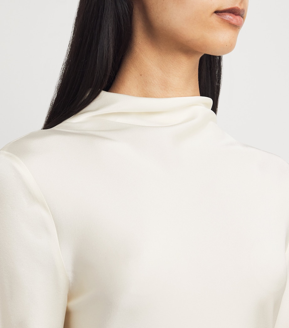 Satin Draped Midi Dress 102 CREAM Image 4