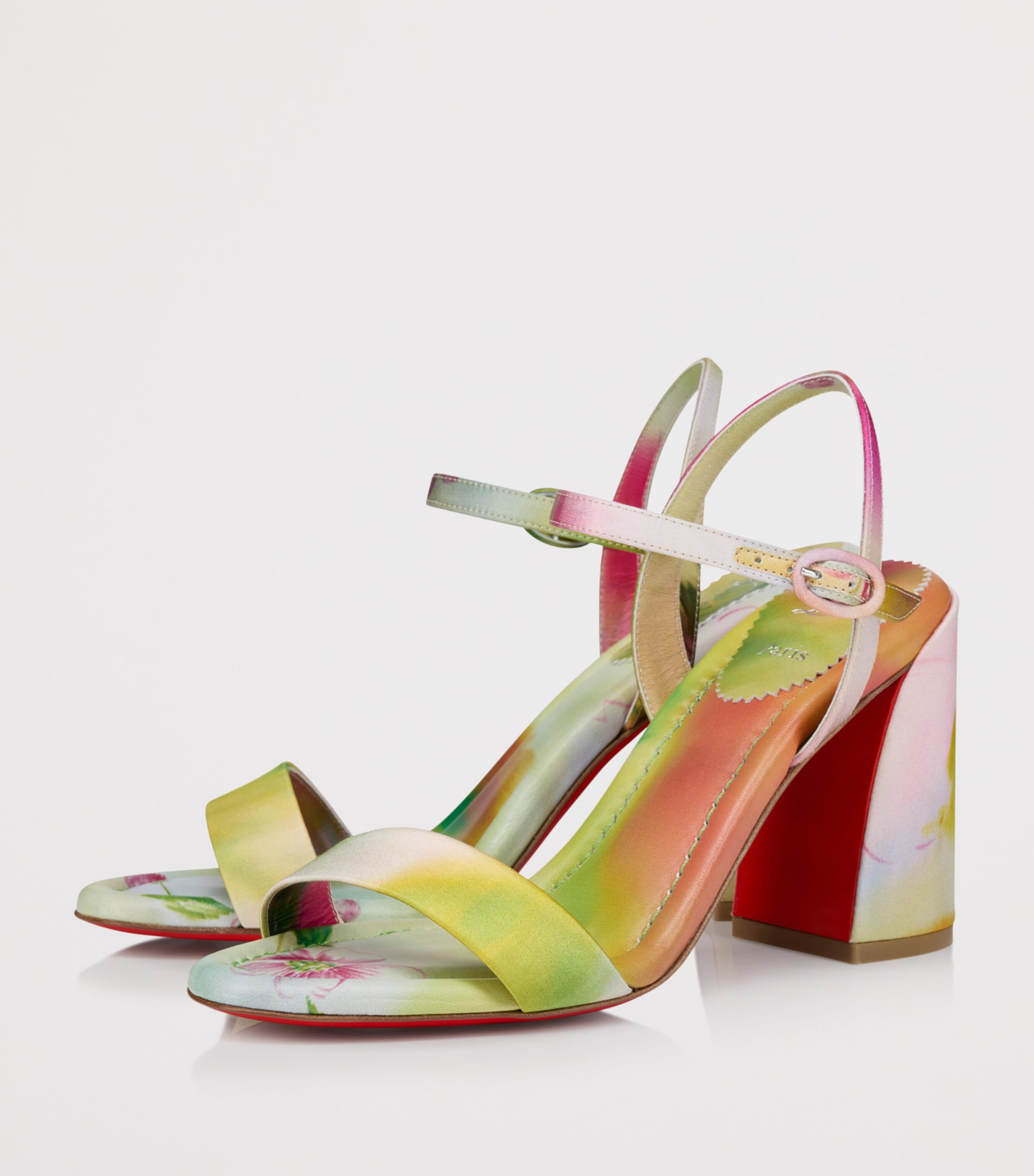 Christian Louboutin Multi Miss Jane Tie-Dye Satin Sandals 85