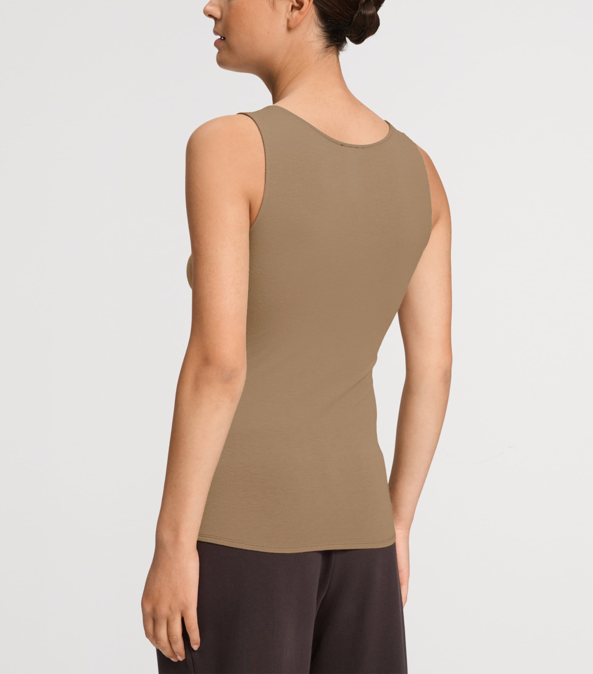 Hanro Womens Ultralight Tank Top Suede Camel Image 5