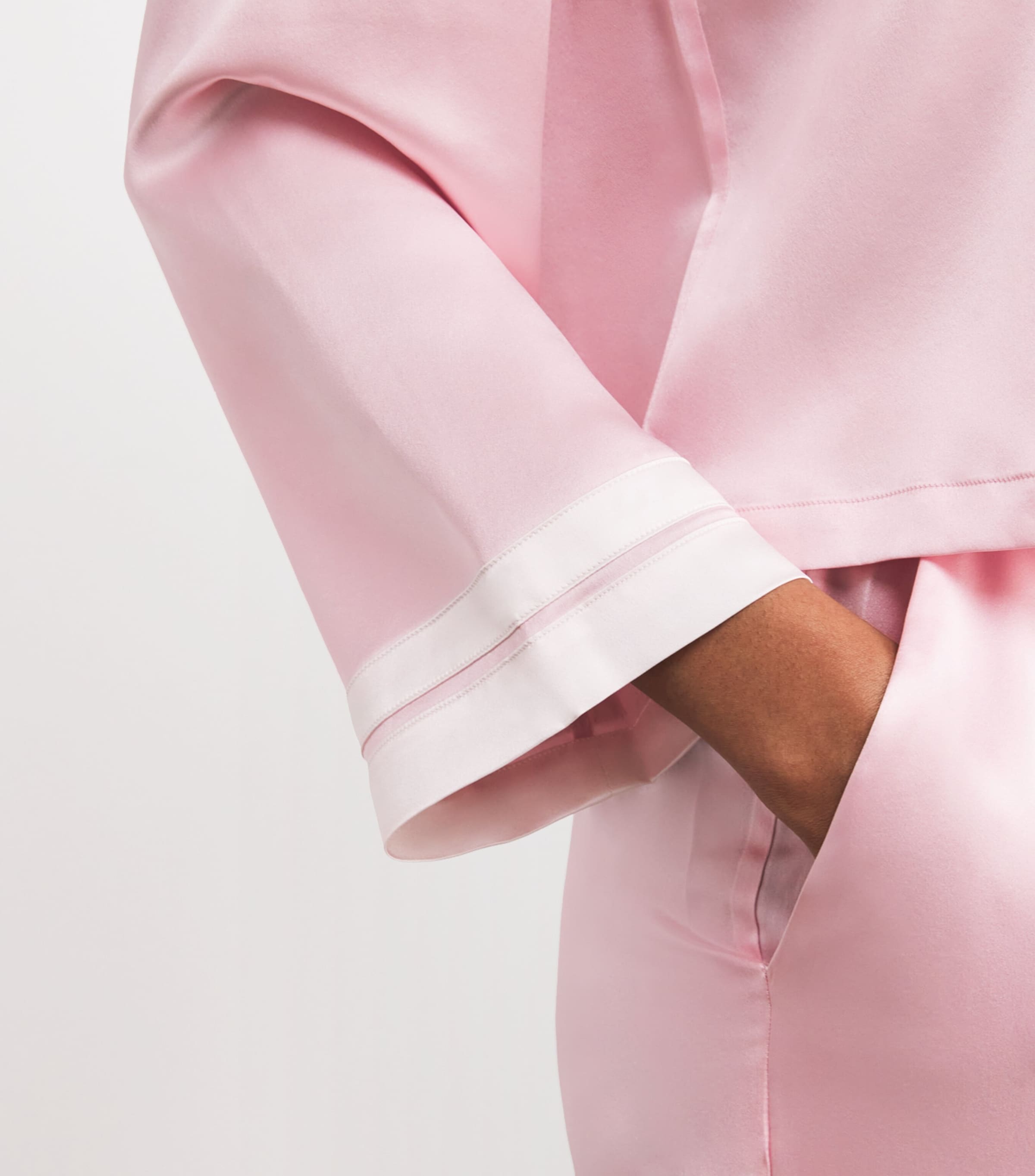 Mulberry Silk Pyjama Set PINK/WHITE Image 6