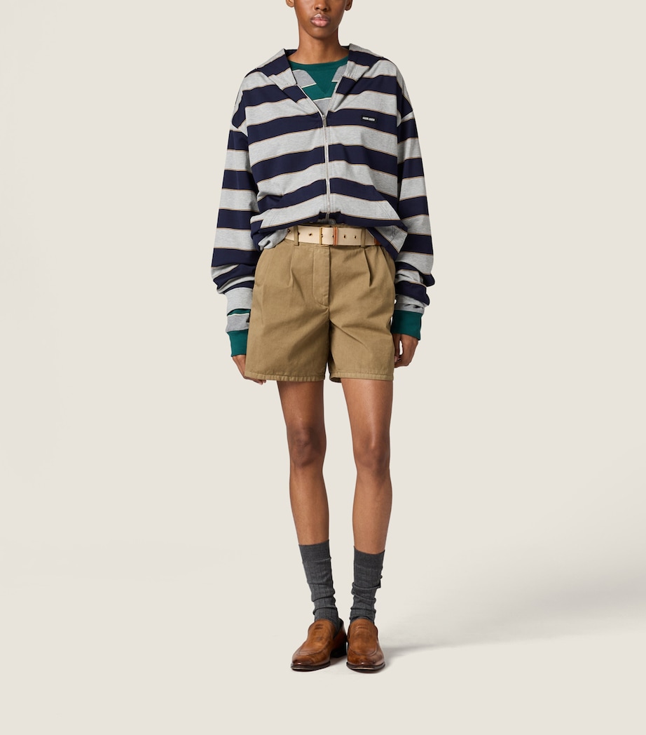Miu Miu Womens Cotton Gabardine Bermuda Shorts Neutral Image 2