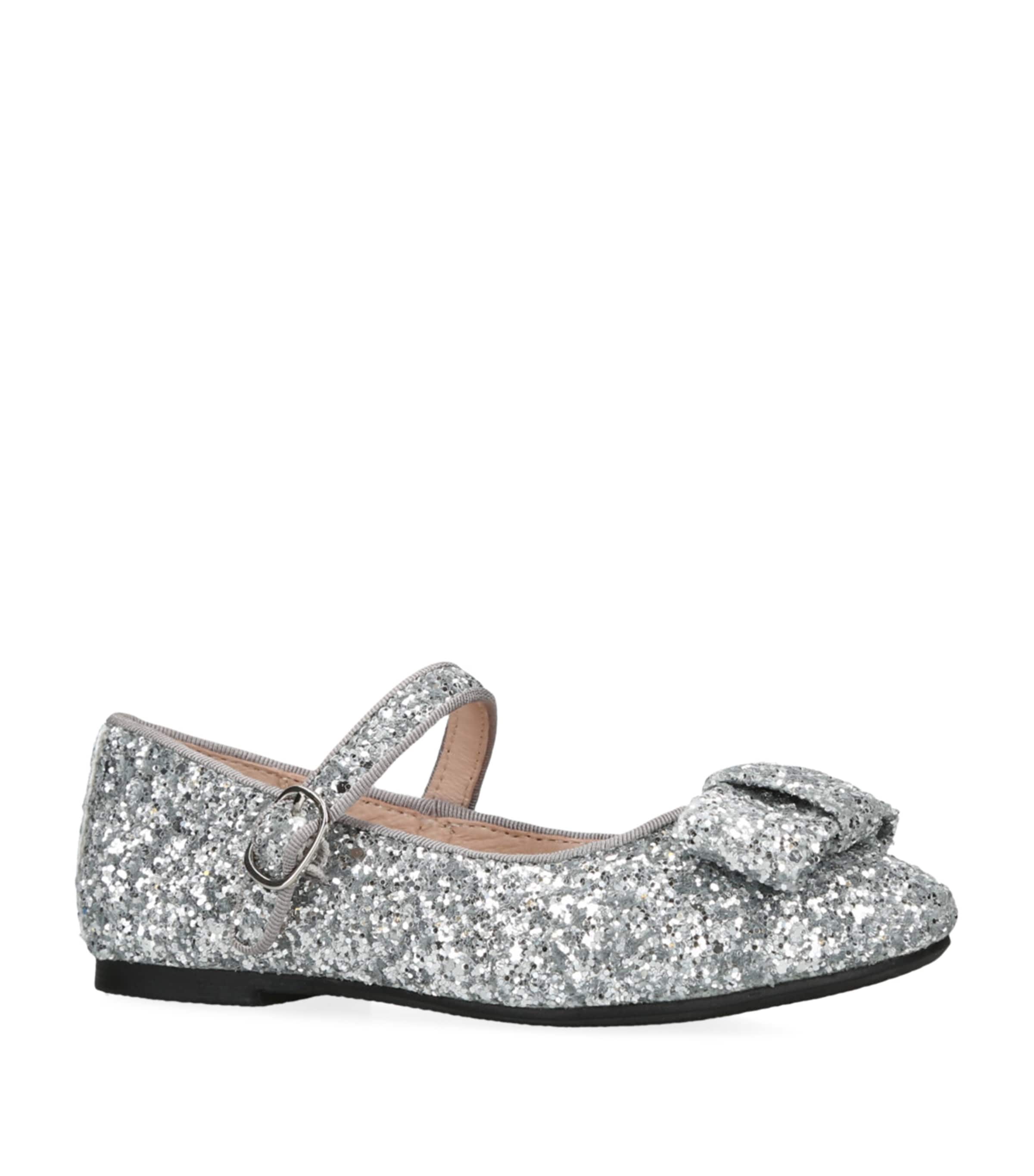 Age of Innocence Leather Glitter Ellen Ballet Flats Silver Image 3