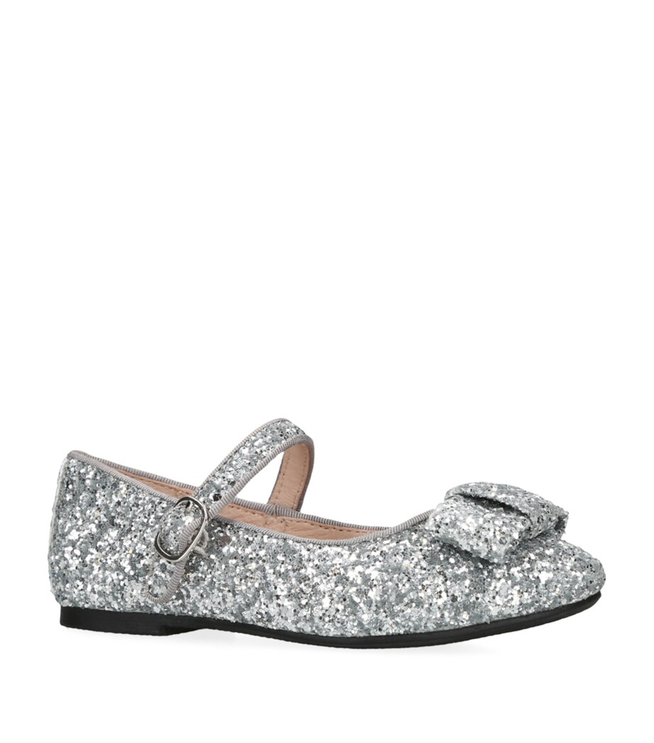 Age of Innocence Leather Glitter Ellen Ballet Flats Silver Image 3