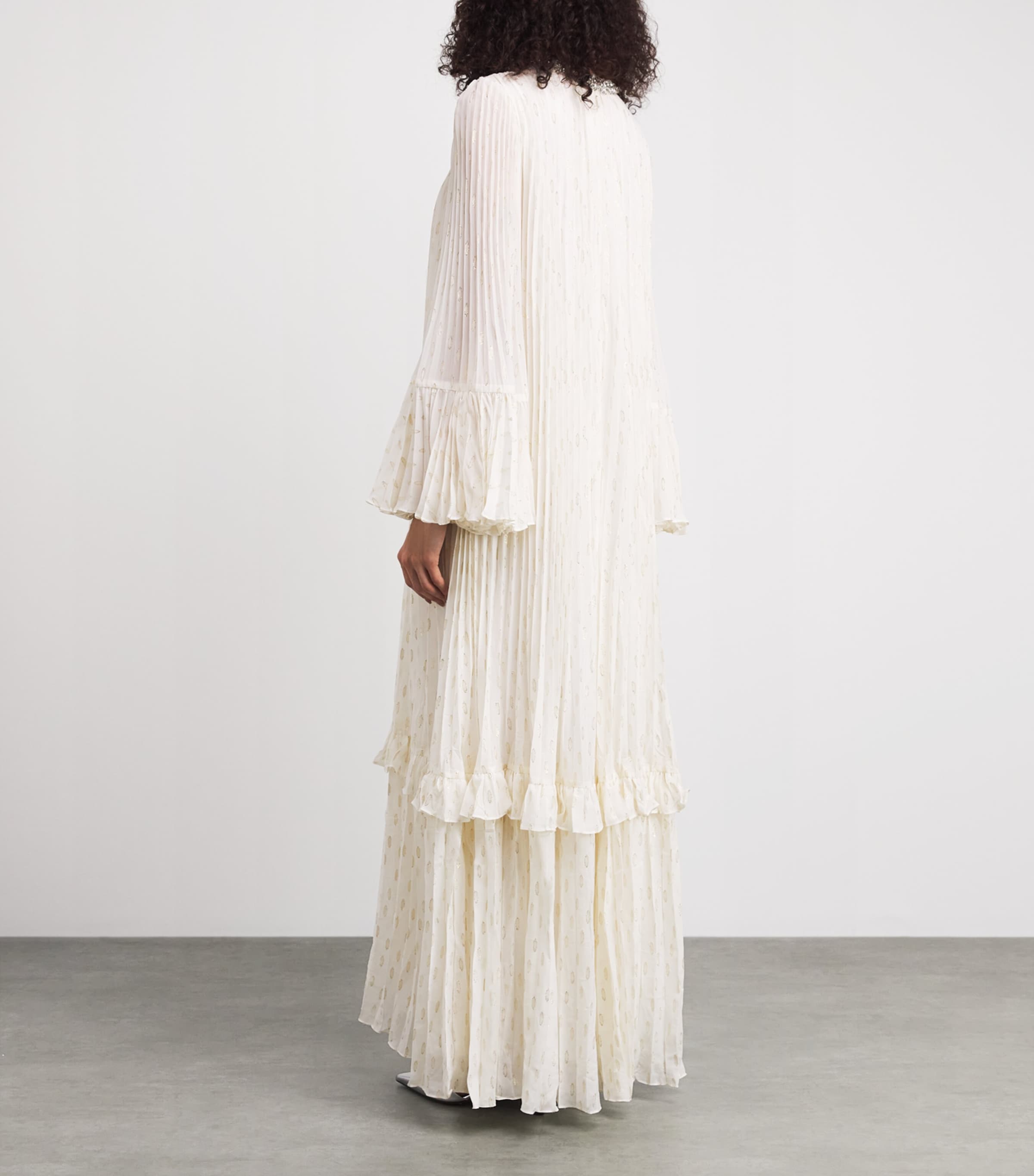 Self-Portrait Womens Embellished-Neckline Maxi Dress Cream Image 4