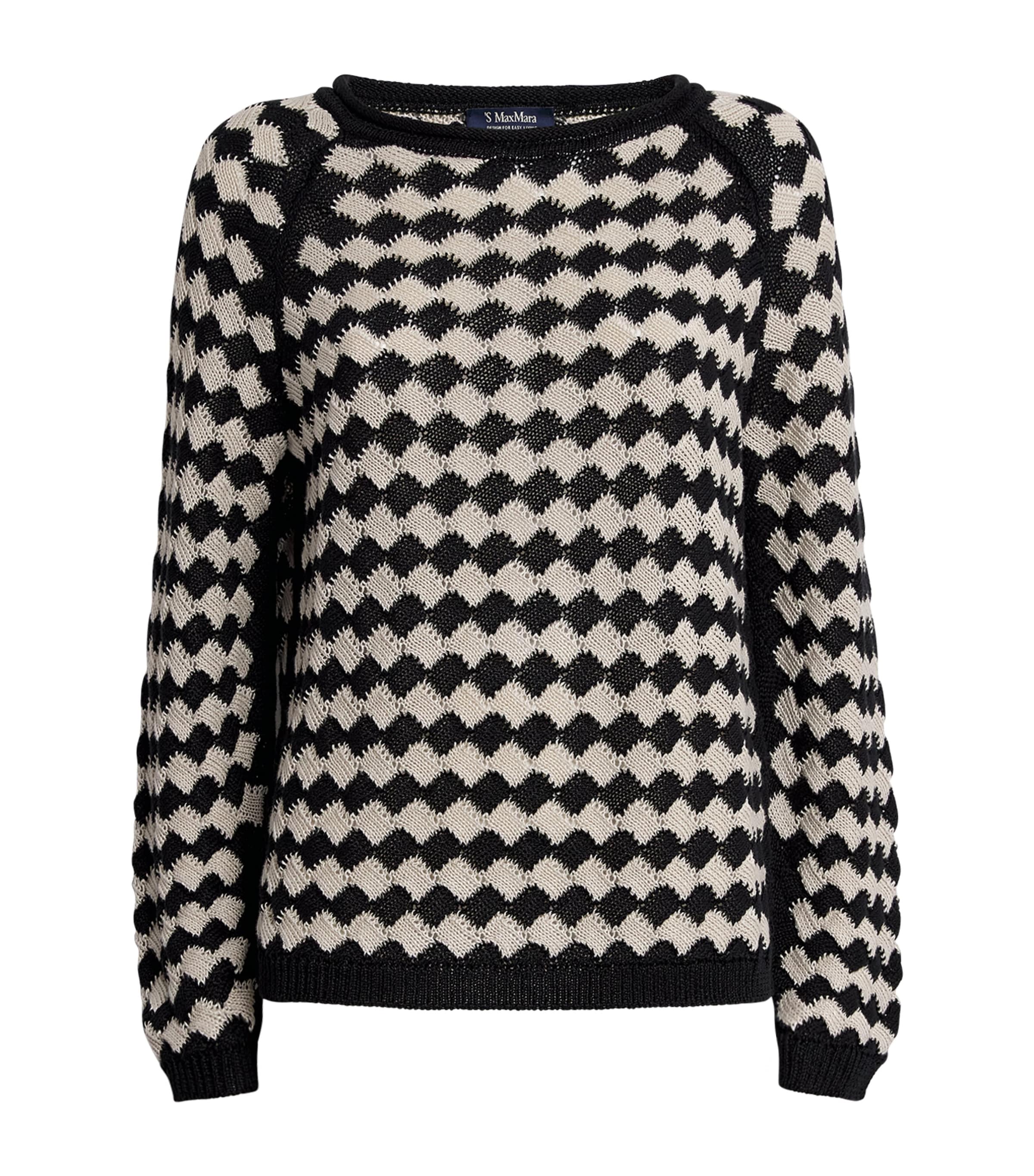 Max Mara Linen Geometric-knit Sweater In Nude