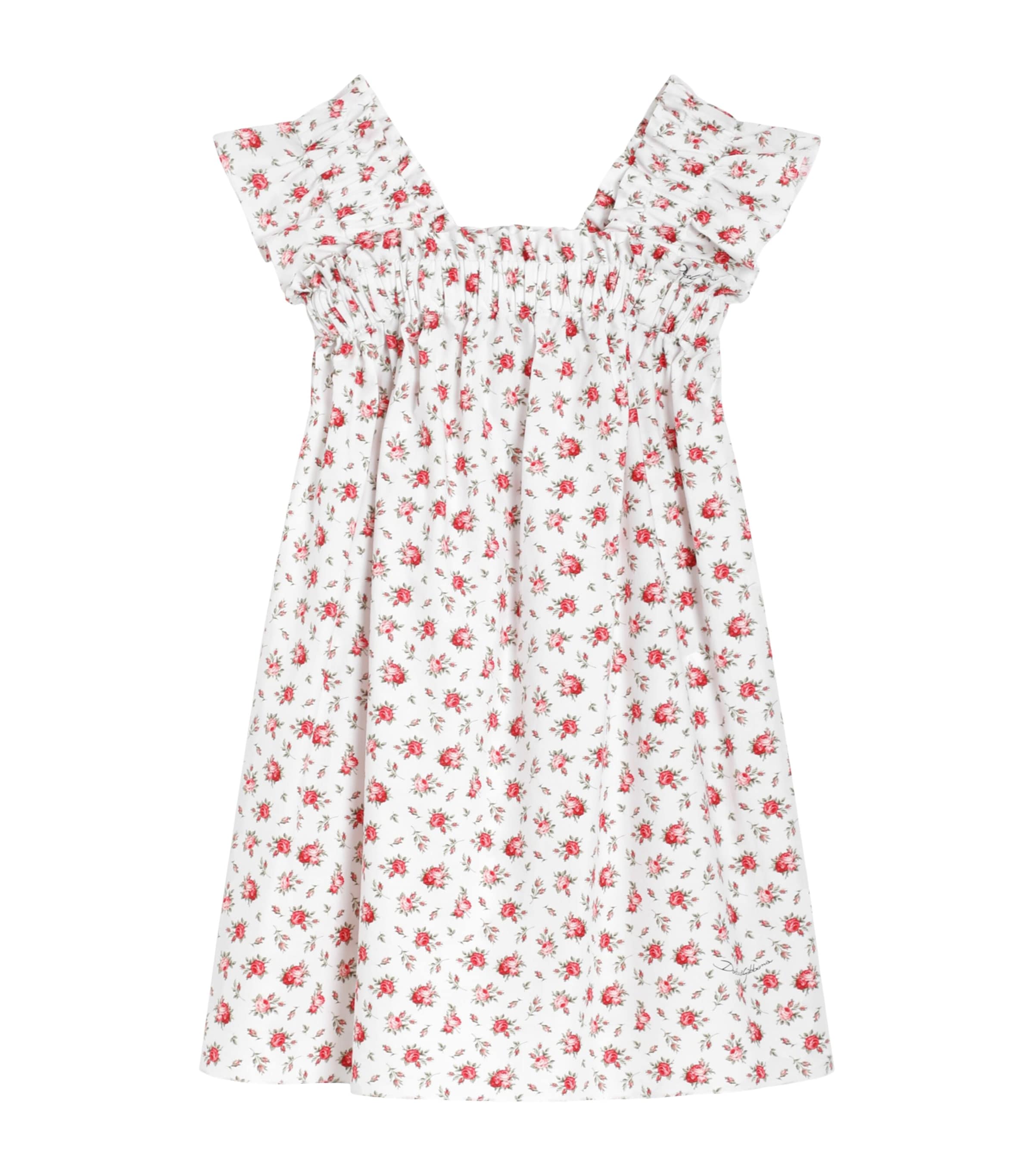 Dolce&Gabbana Kids Cotton Rose-Print Dress (8-12+ Years) Roselline F.bc Image 1