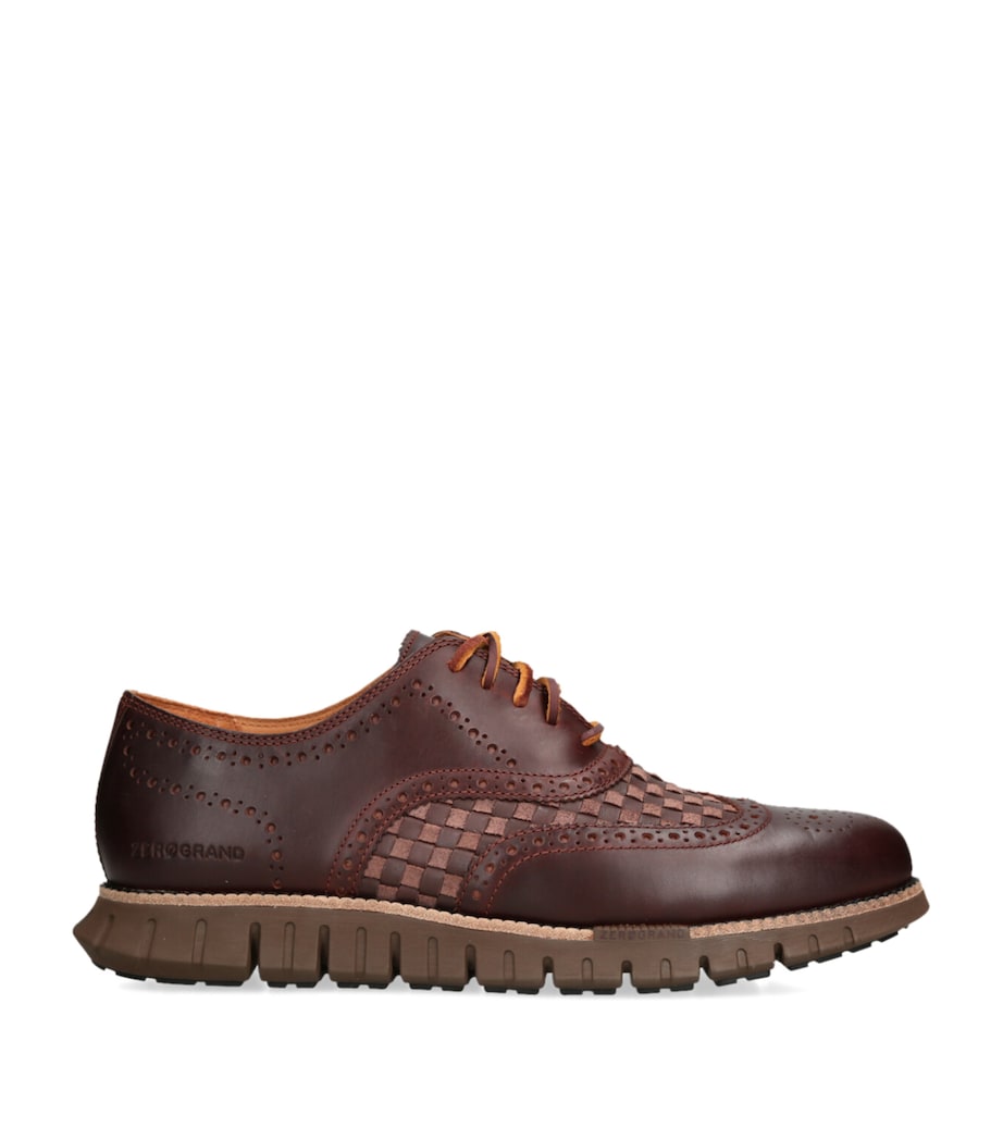 Woven Leather Zerogrand Wingtip Oxford Shoes BROWN/OTH Image 1