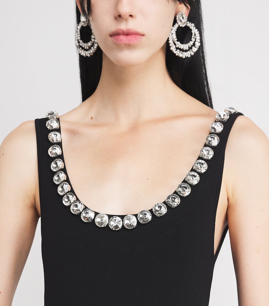 Embellished-Neck Mini Dress BLACK Image 4