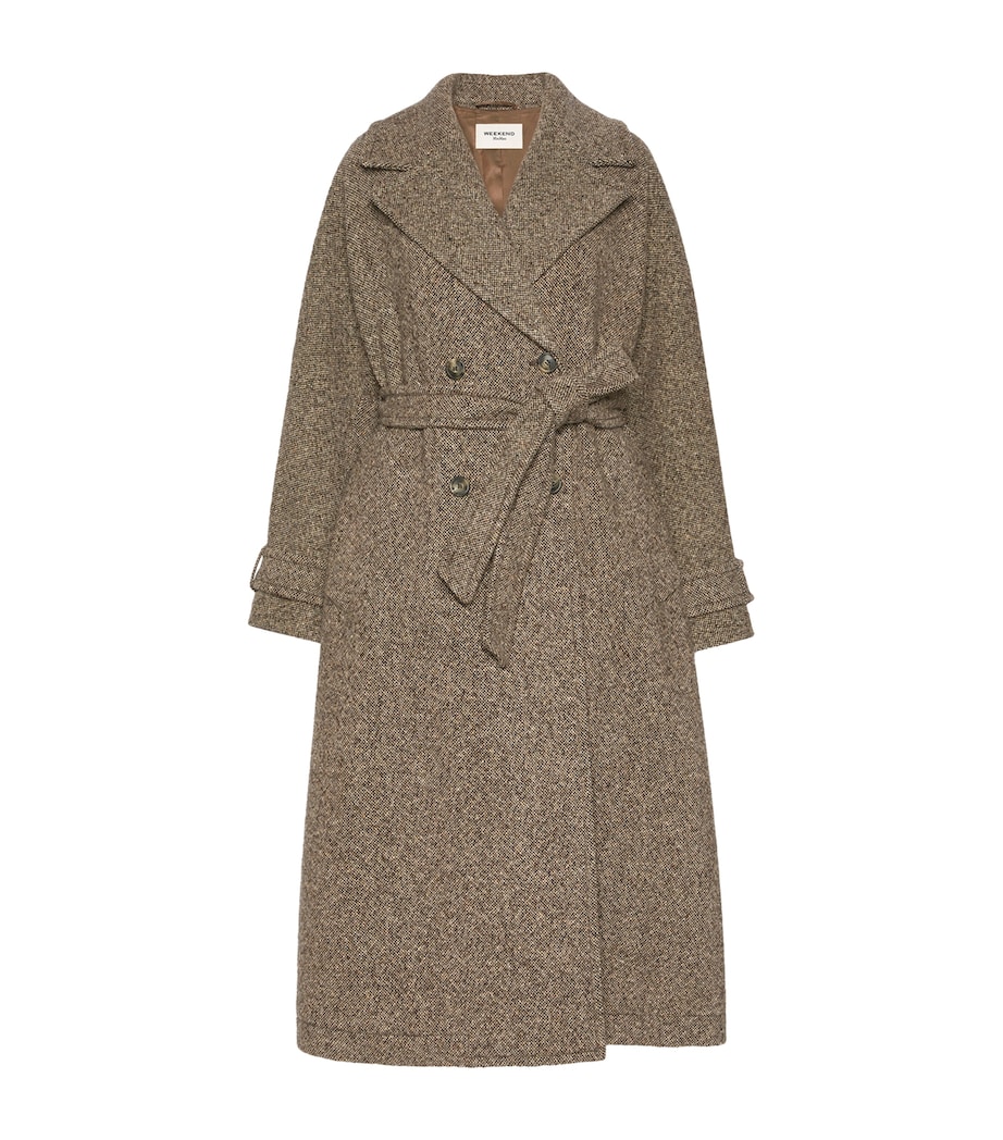 Weekend Max Mara Womens Wool-Blend Double-Breasted Coat Brown Image 1