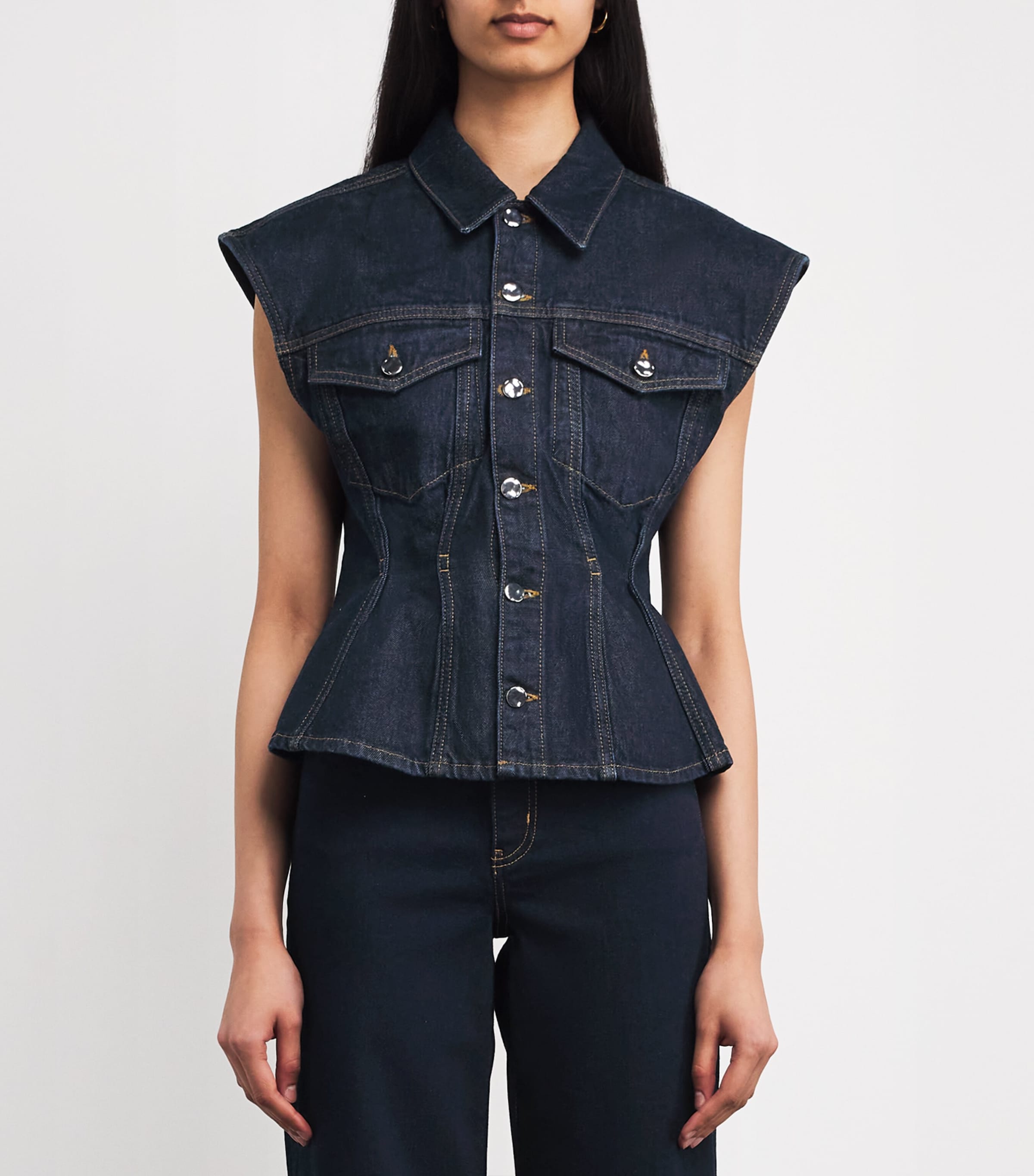 Denim The Nipped Vest RINSE Image 3