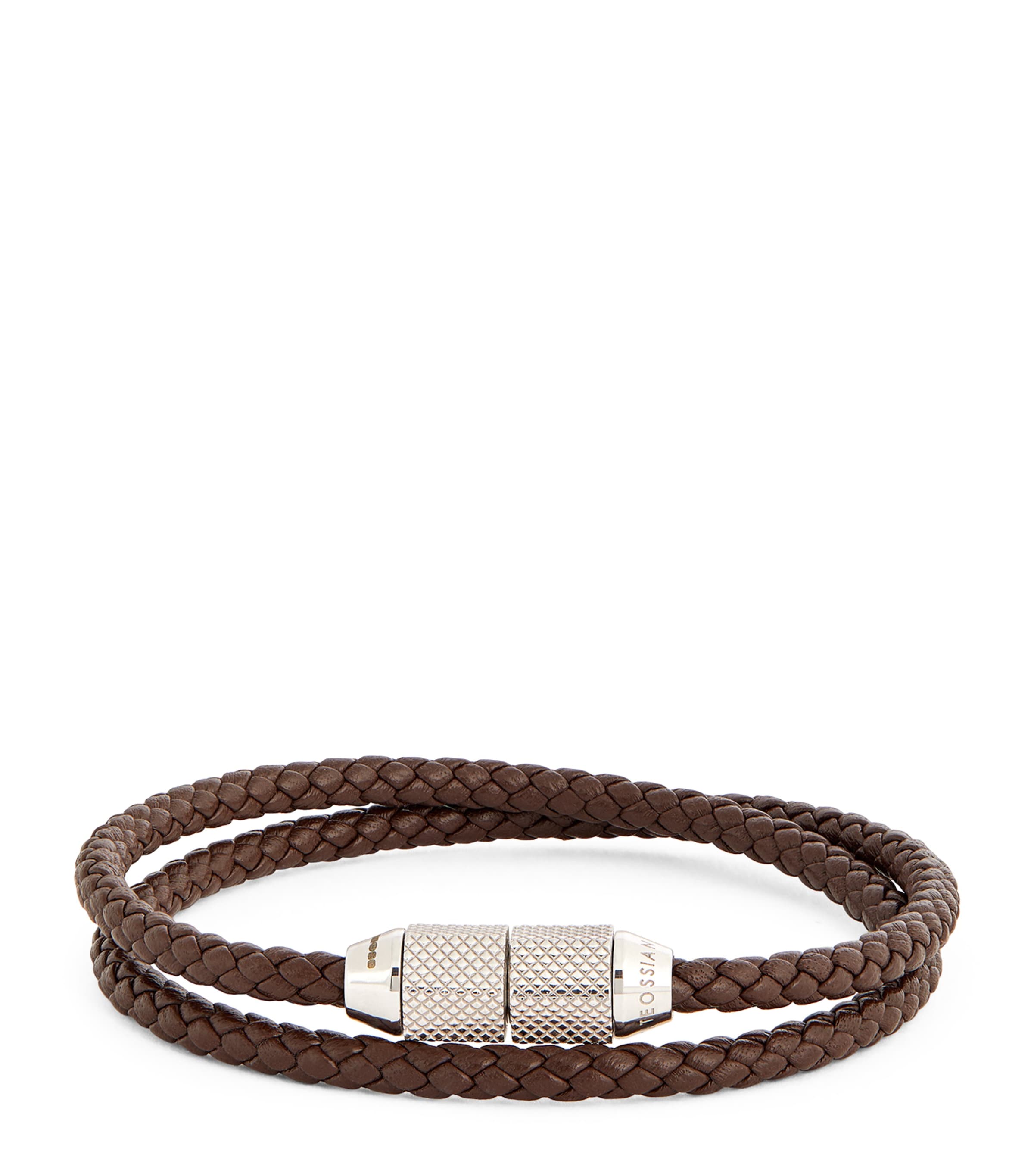 Tateossian Leather Hexade Pop Bracelet In Silver