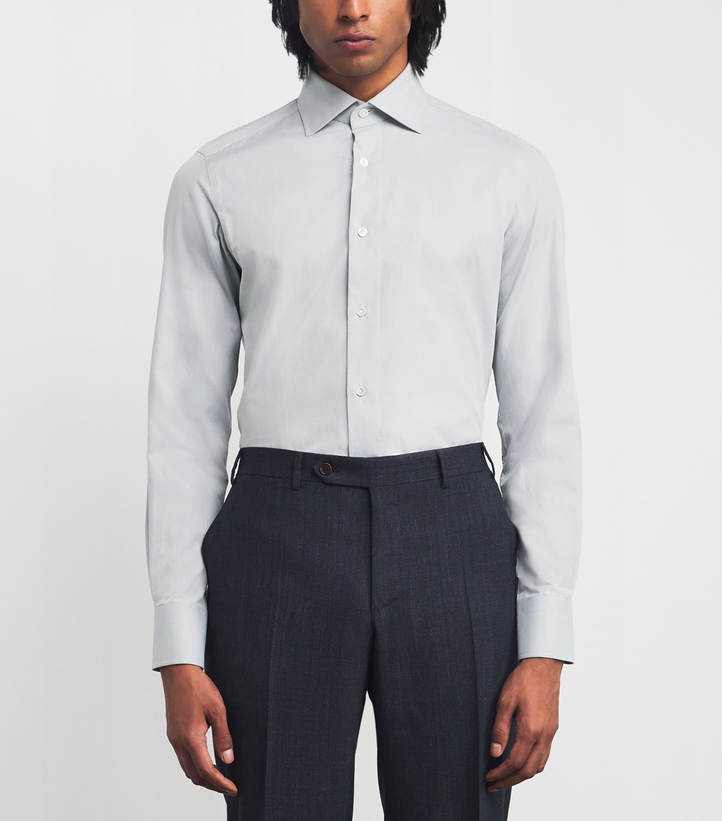 100HANDS Mens Cotton Poplin Shirt Blue Image 3