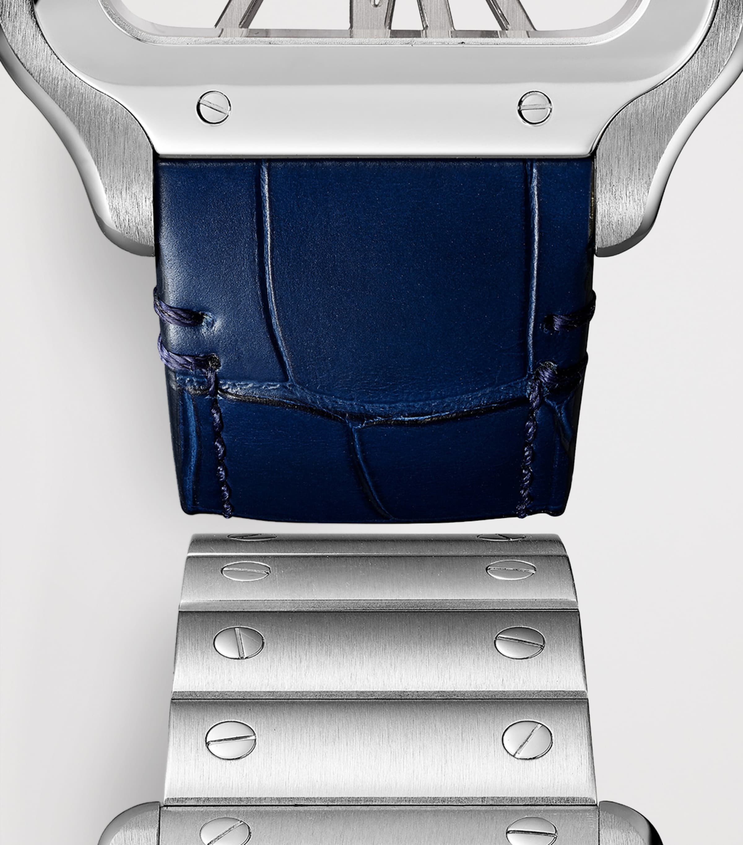 Large Stainless Steel Santos de Cartier Skeleton Watch 40mm STEEL Image 5