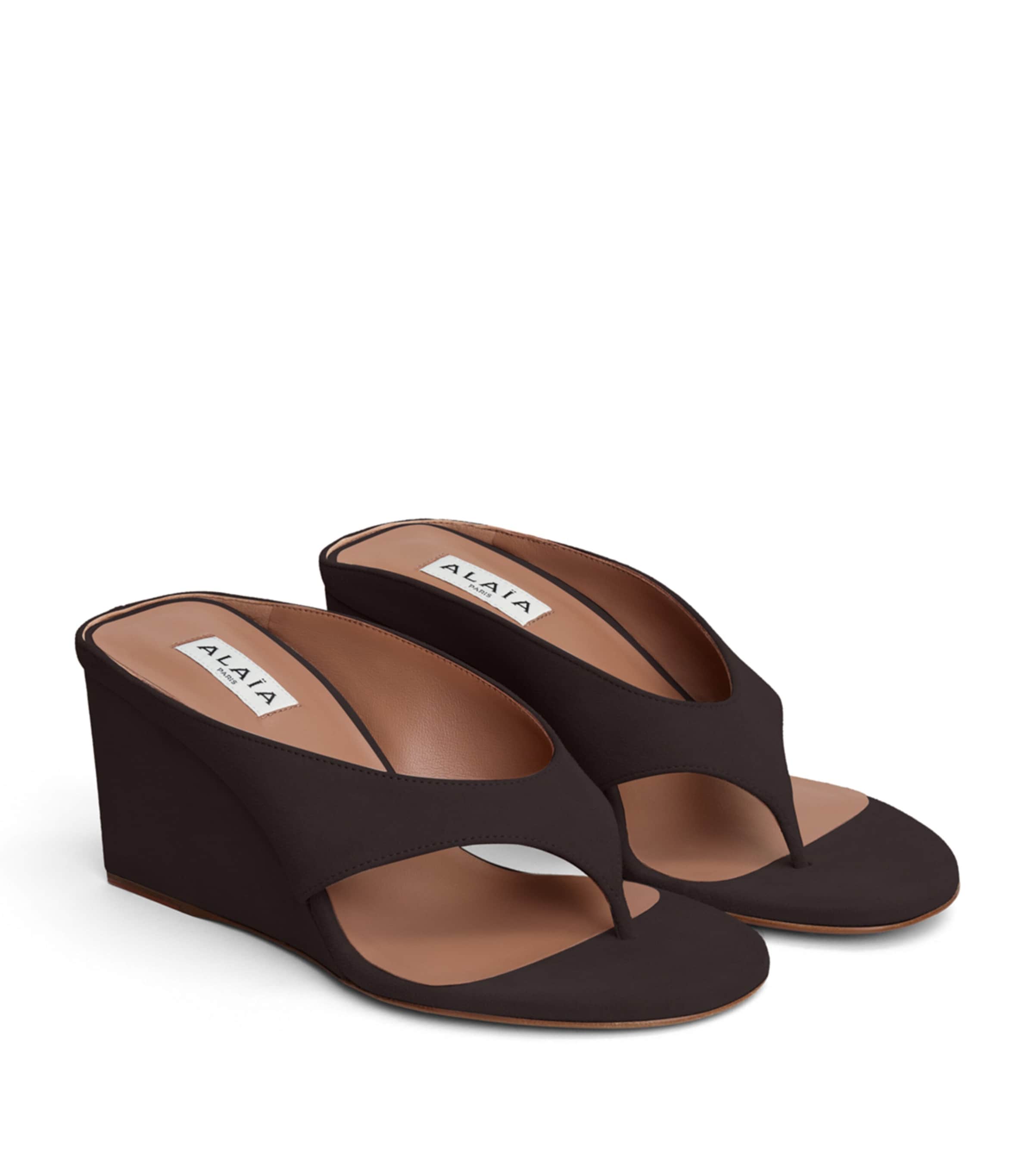 Alaïa Suede Cube Wedge Sandals 75 Dark Brown Image 2