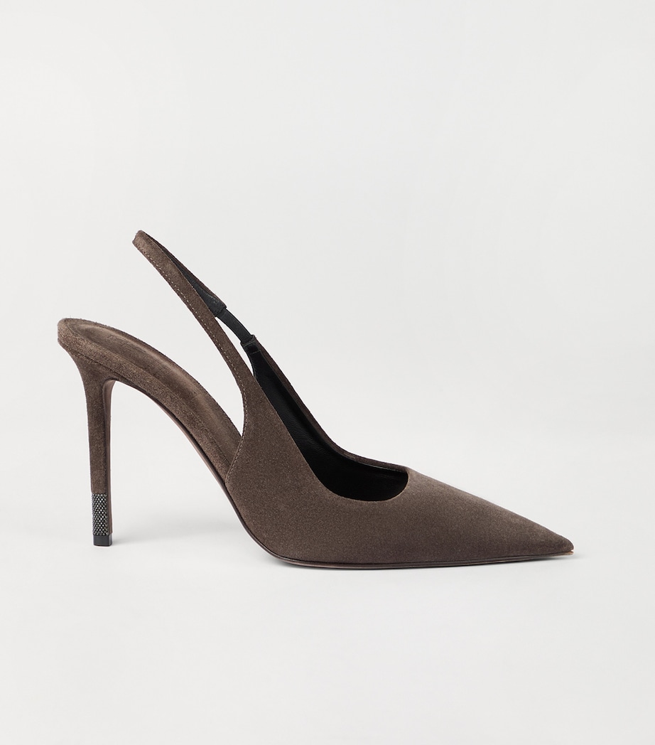 Suede Monili-Detail Slingback Pumps C7284 Image 4