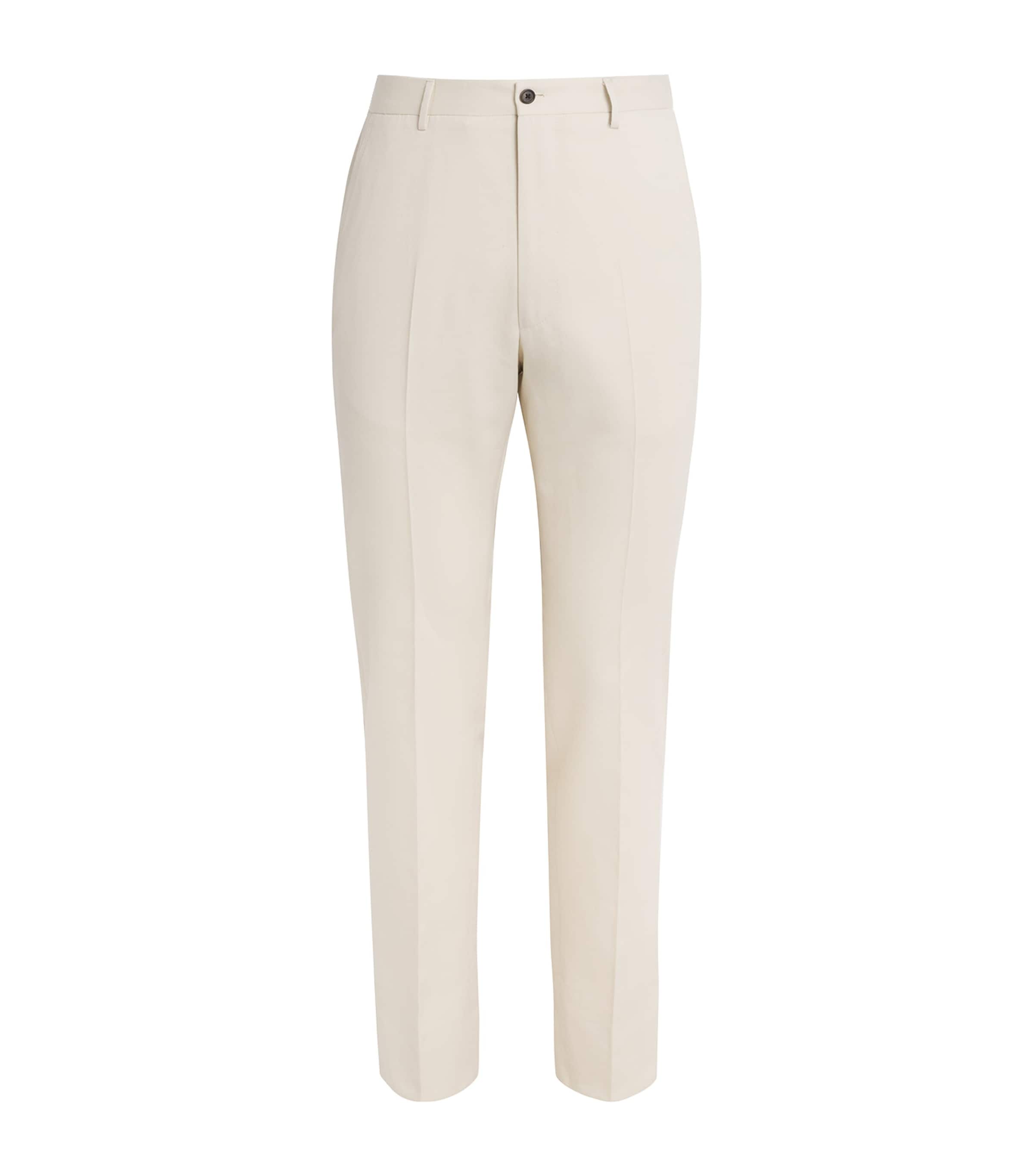 Corneliani Mens Cotton-Cashmere Trousers Natural / Beige Image 1