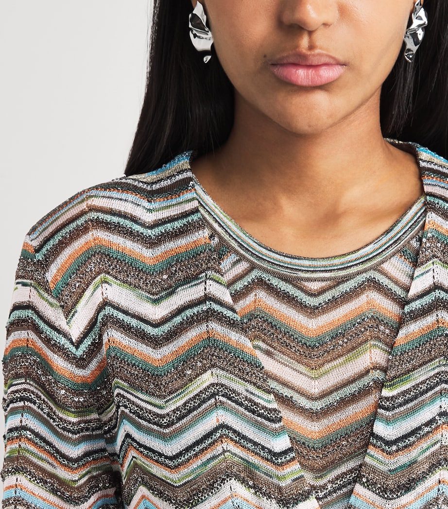 Missoni Womens Zigzag Metallic Longline Cardigan Smspo Mltclr W Bk,bn Image 3