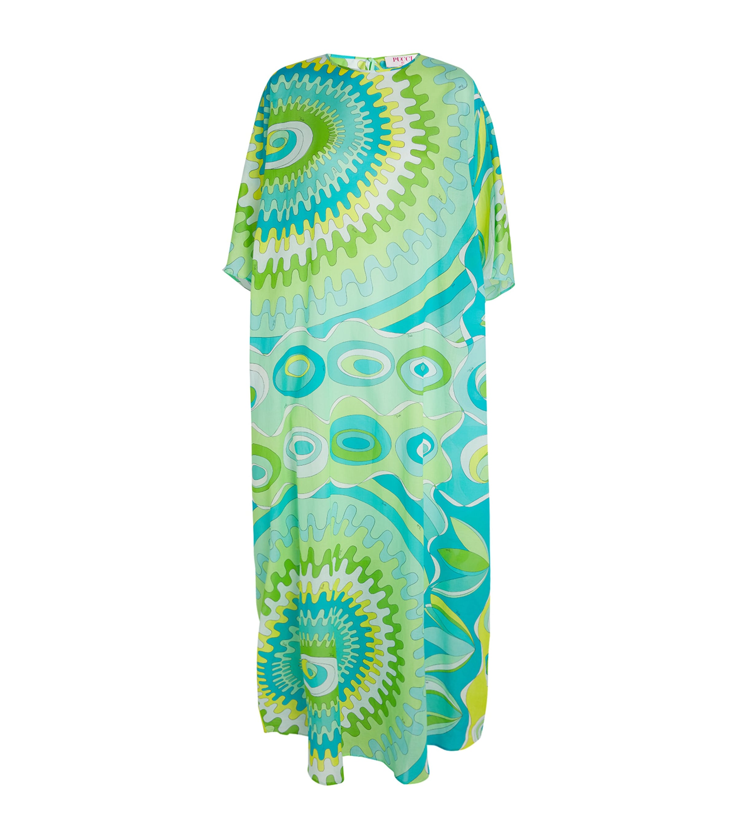 Shop Pucci Bersaglio Print Kaftan Maxi Dress In Green