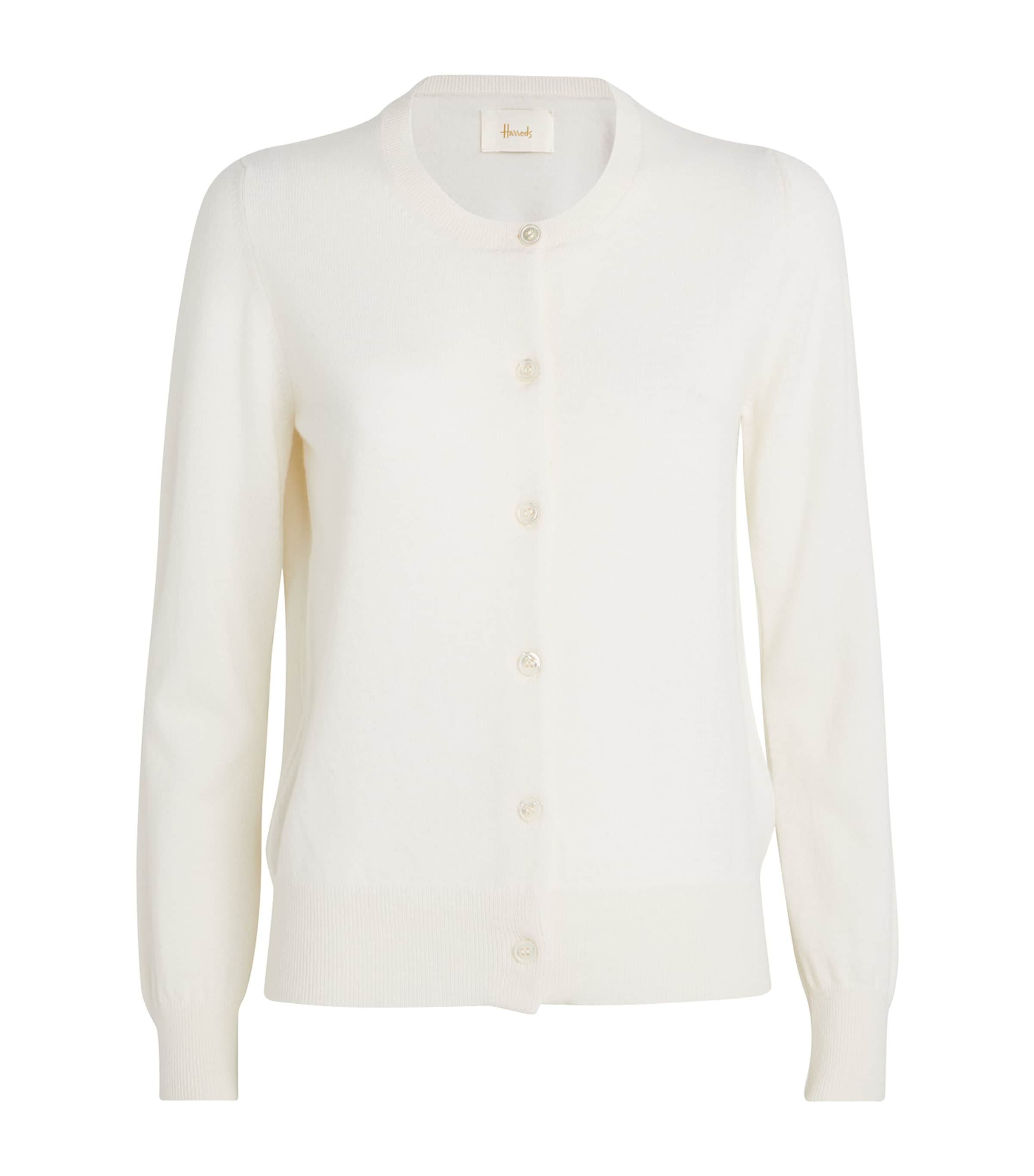 Shop Harrods Cashmere Cardigan In Ivory