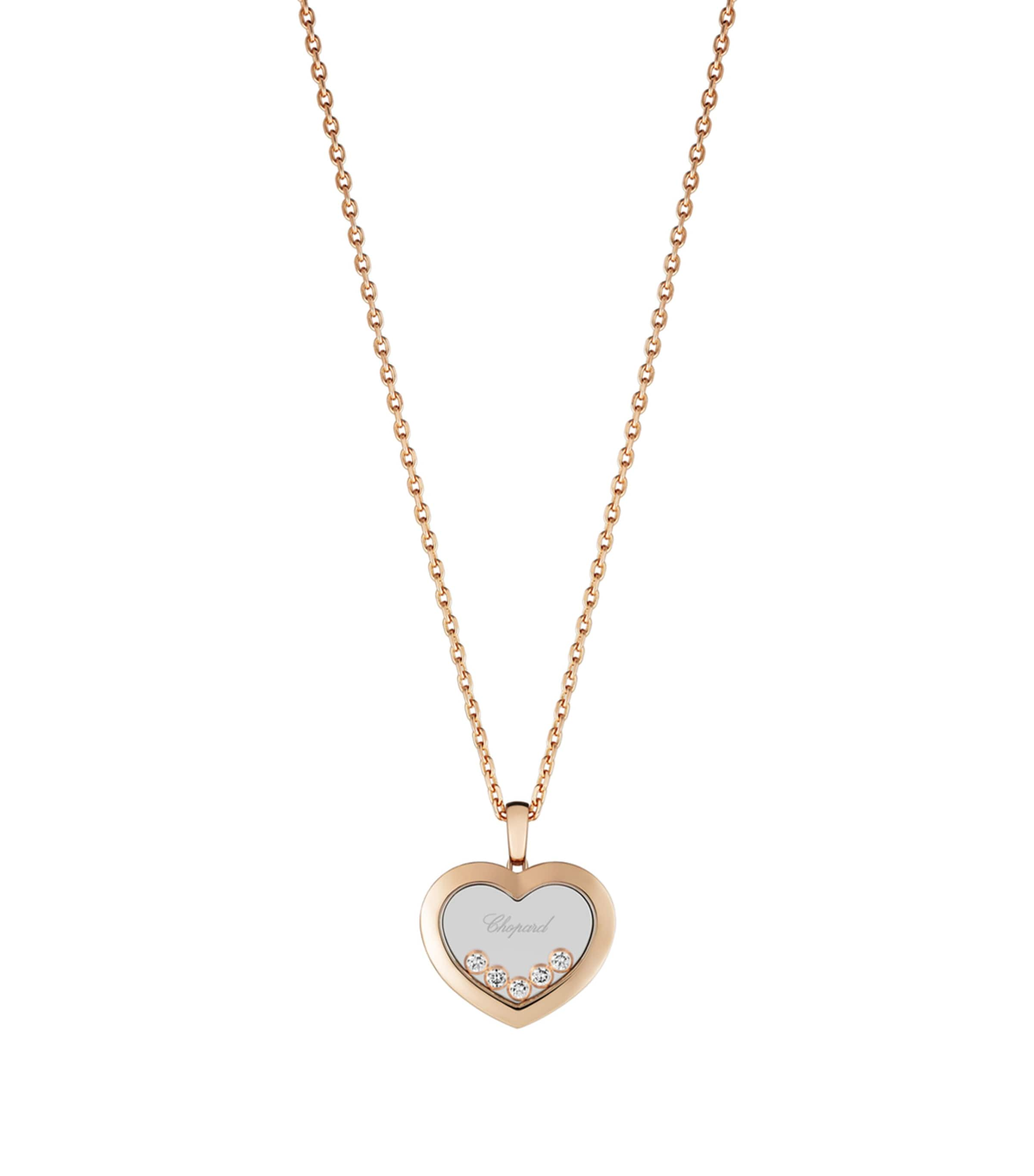 Shop Chopard Rose Gold And Diamond Happy Diamonds Icon Pendant