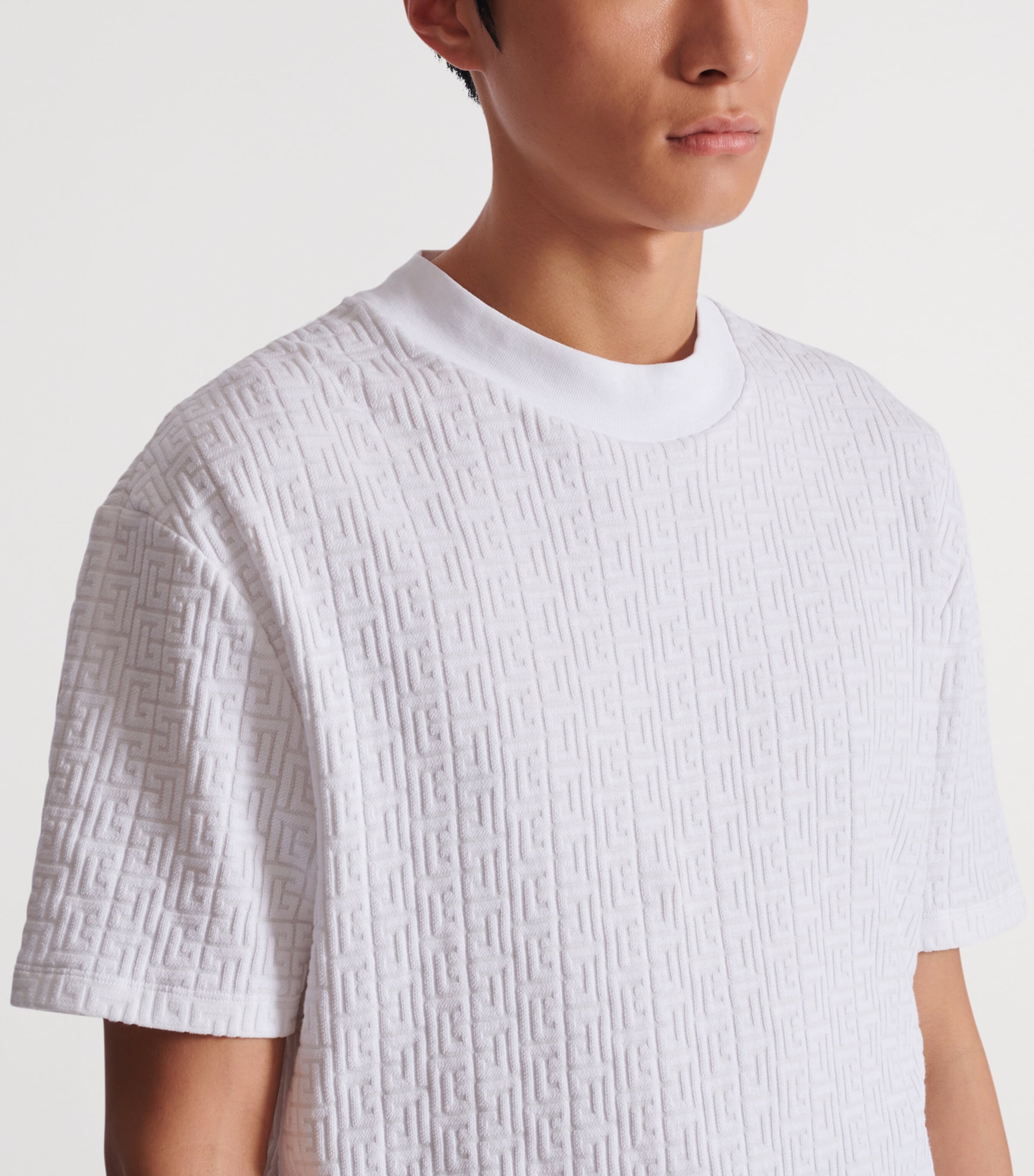 Cotton-Blend Monogram T-Shirt 0FA BLANC Image 6