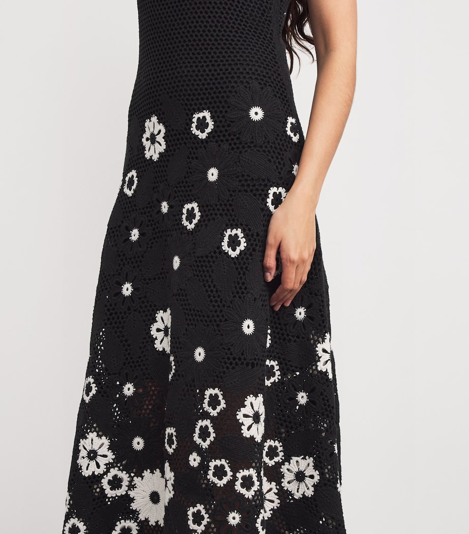 Cotton Crochet Midi Dress BLACK / WHITE Image 6