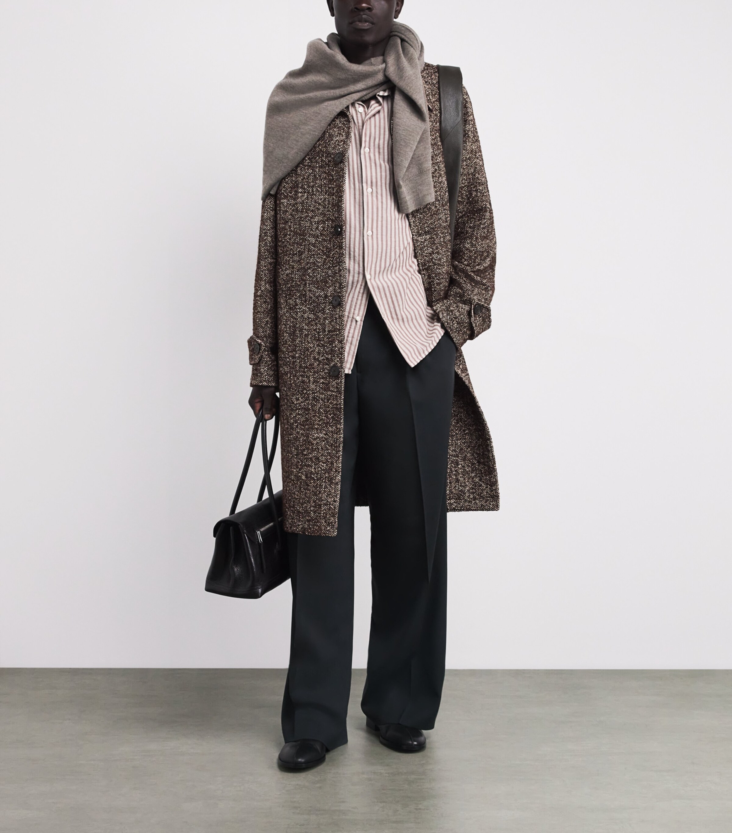 Wool-Blend Herringbone Overcoat ICEDCOFFEE/ECRU Image 2