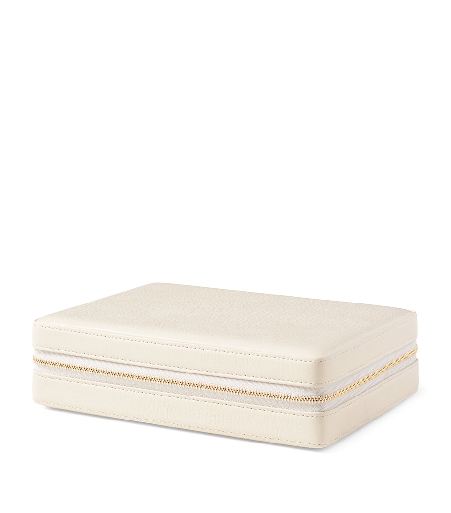 Large Leather Travel Jewellery Box IVORY Image 2